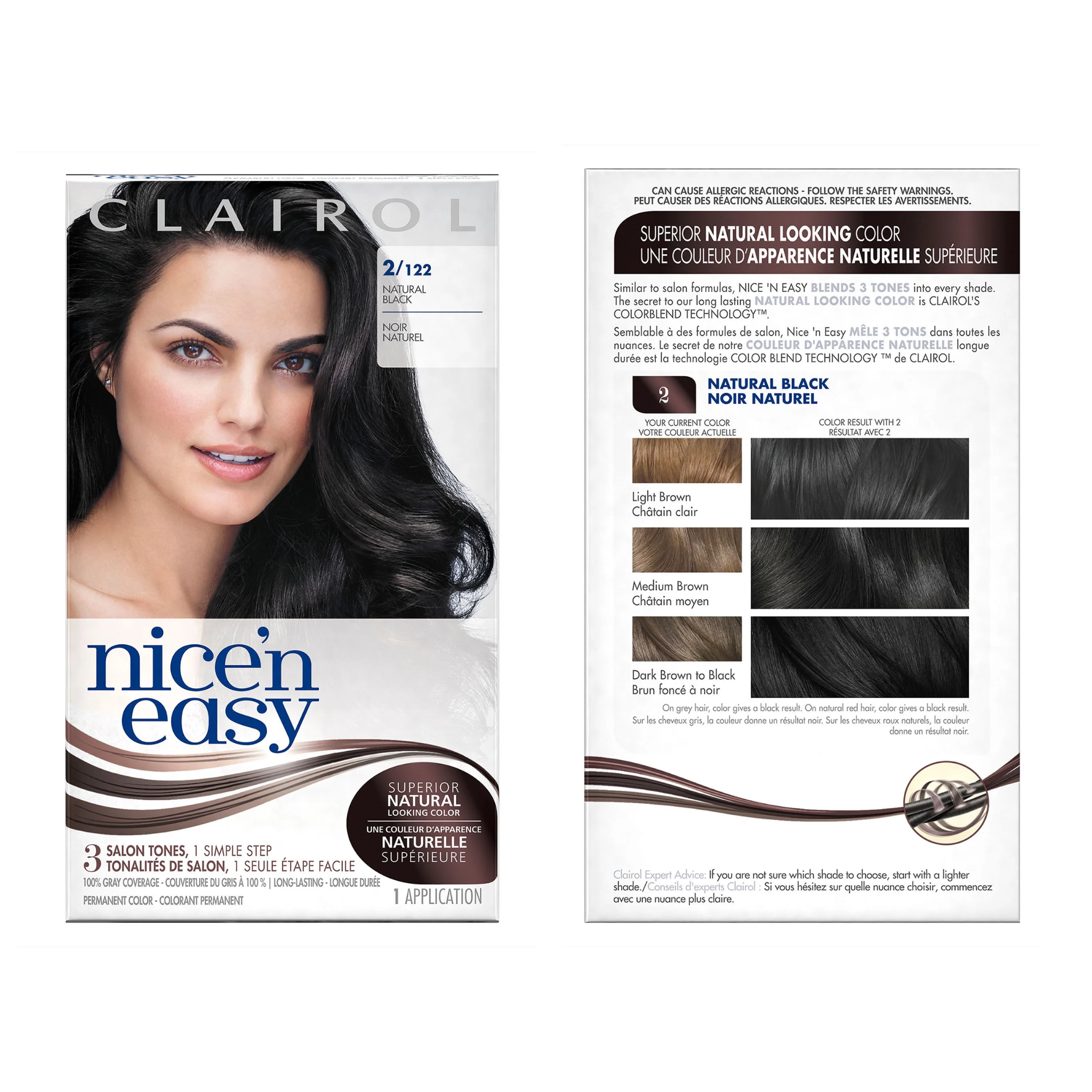 Clairol, Nice 'n Easy Permanent Hair Color, Natural Black, Fade-Resistant and Gentle Hair Dye, 1 Kit