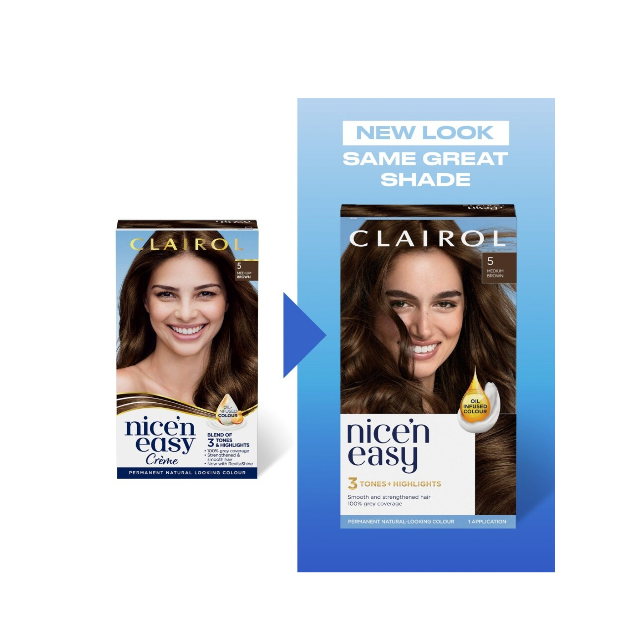 Clairol, Nice'N Easy Color Blend Foam, 5A Medium Ash Brown Permanent Hair Dye, Easy Application, 1 Kit