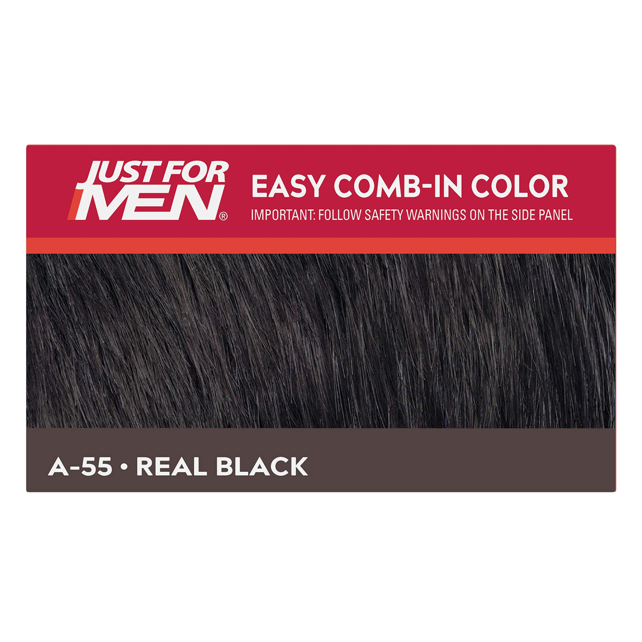 Just For Men, AutoStop Haircolor, Real Black A-55, No-Mix Formula for Natural Gray Coverage, 1 Each