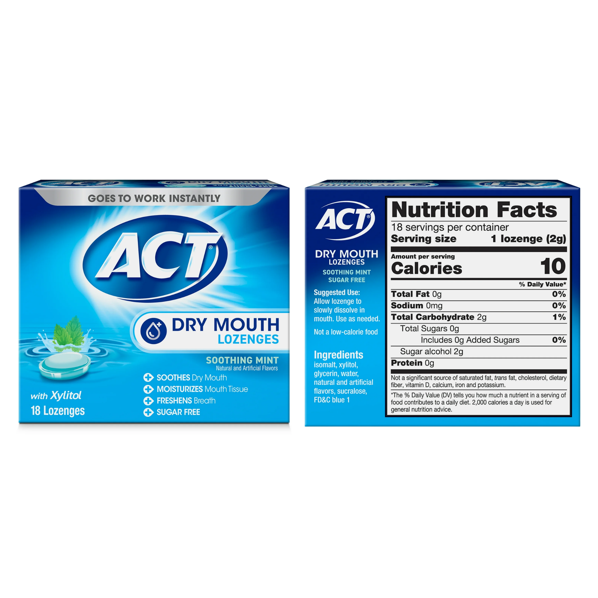 ACT, Dry Mouth Moisturizing Lozenges, Refreshing Soothing Mint Flavor, 18 ct