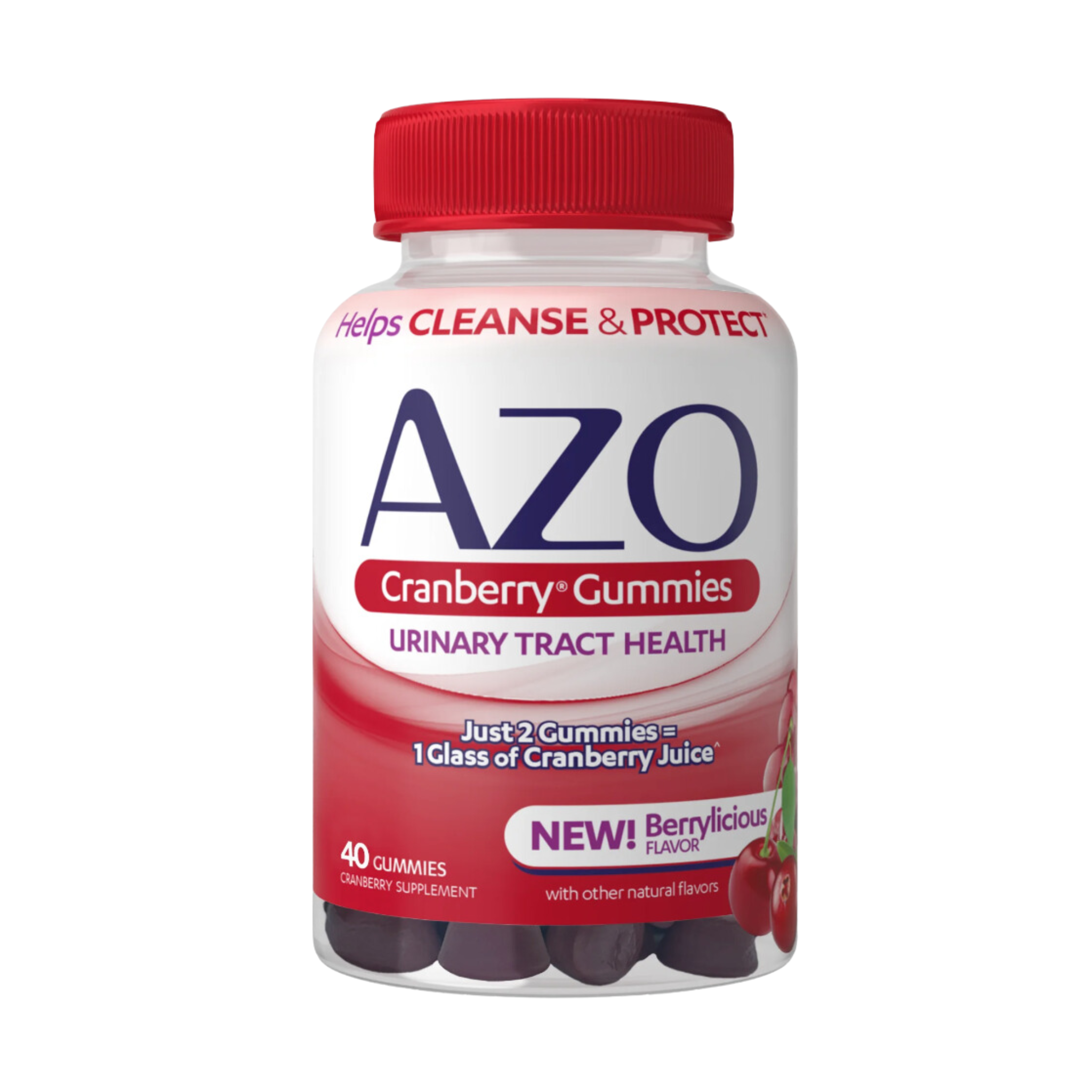 AZO Cranberry Urinary Tract Health Gummies Dietary Supplement, Mixed Berry, 40 Gummies