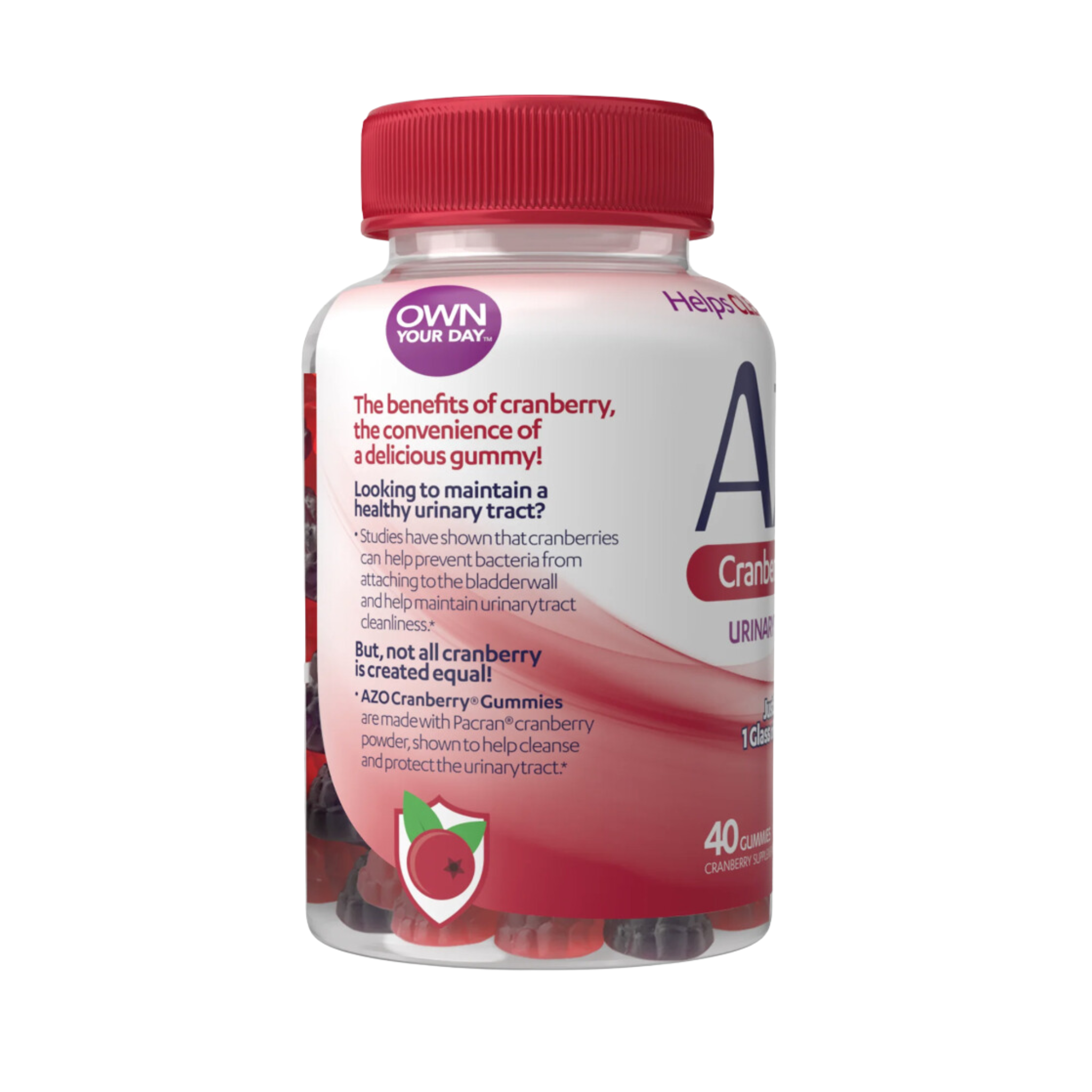 AZO Cranberry Urinary Tract Health Gummies Dietary Supplement, Mixed Berry, 40 Gummies