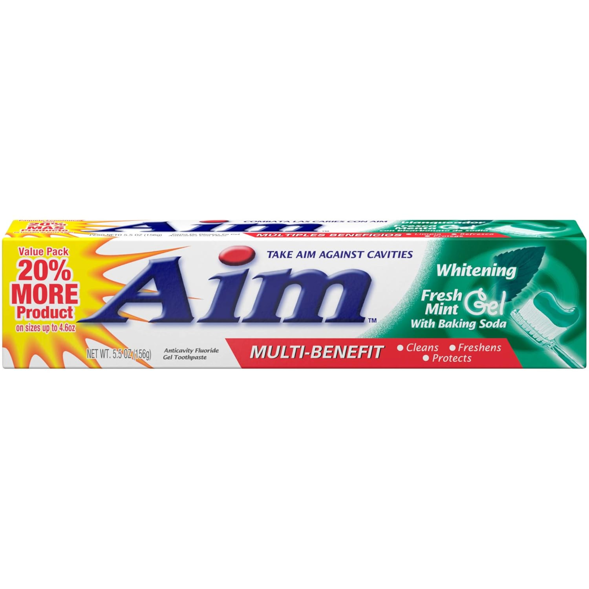 Aim, Whitening Toothpaste with Baking Soda for Stain Removal and Fresh Breath, 5.5 Oz