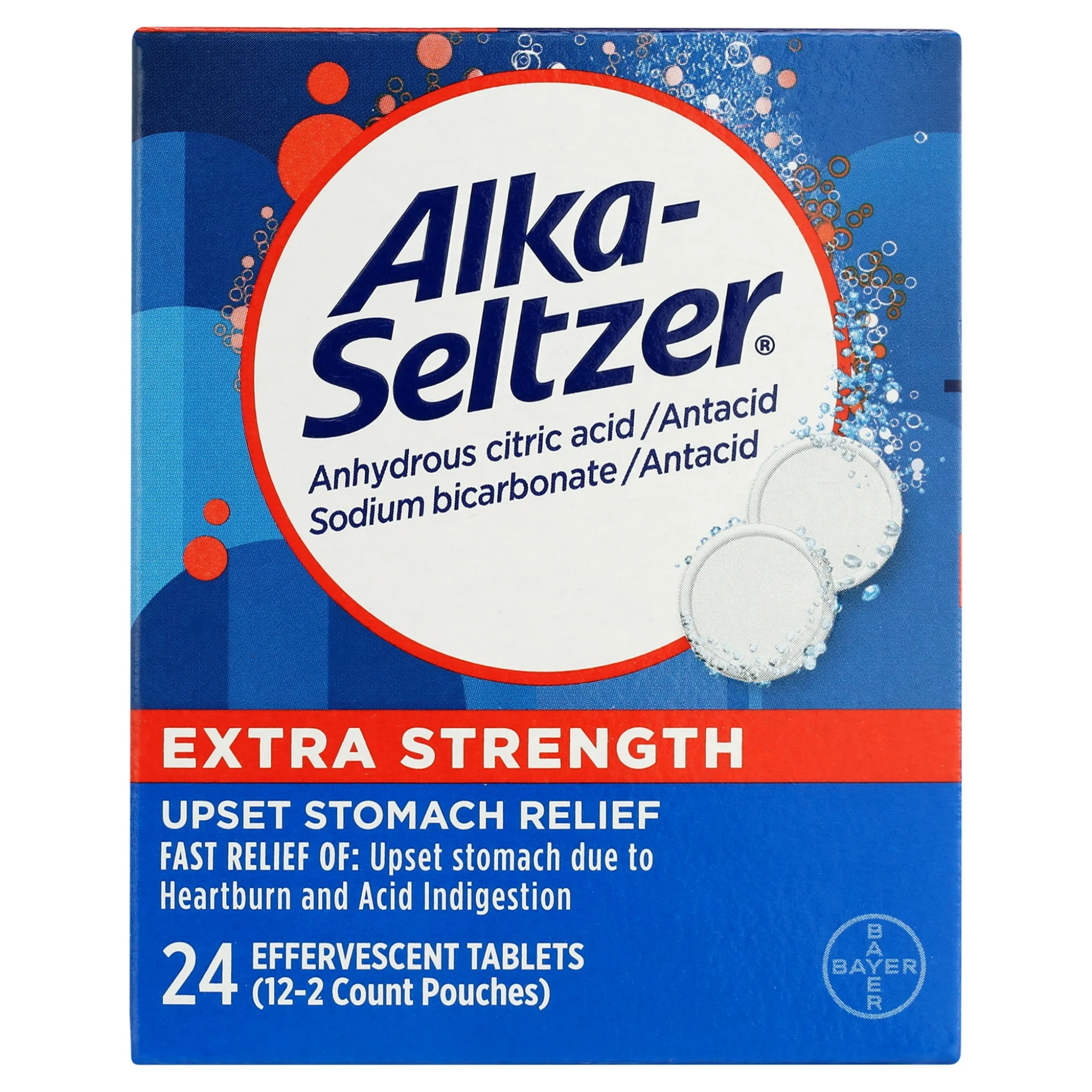 Alka-Seltzer Extra Strength Effervescent Heartburn Relief Tablets, 24 Ct