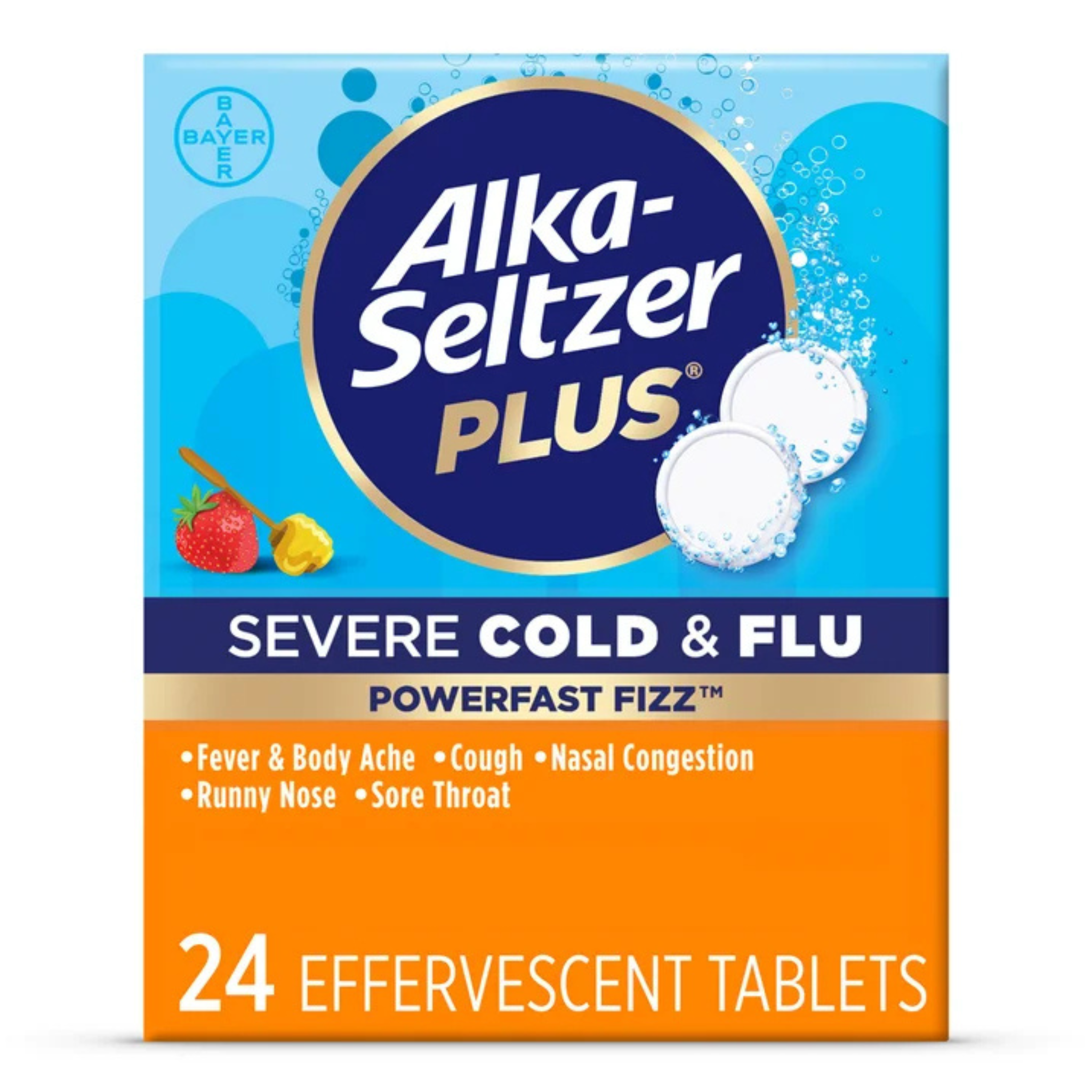 Alka-Seltzer Plus Powerfast Fizz Severe Cold & Flu Medicine, Effervescent Tablets, 24 Count