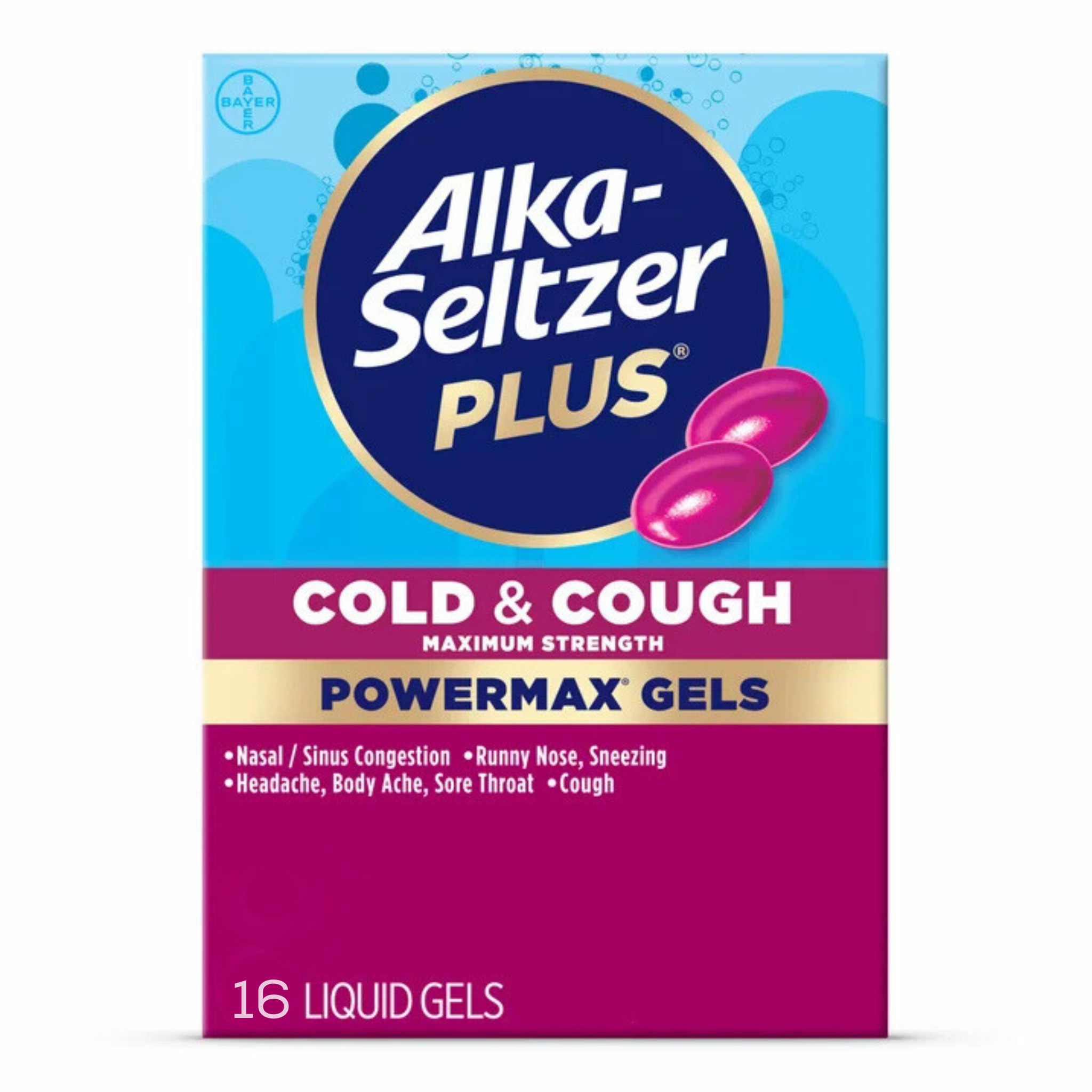 Alka-Seltzer Plus Powermax Cold & Cough Medicine, Liquid Gels, 16 Count