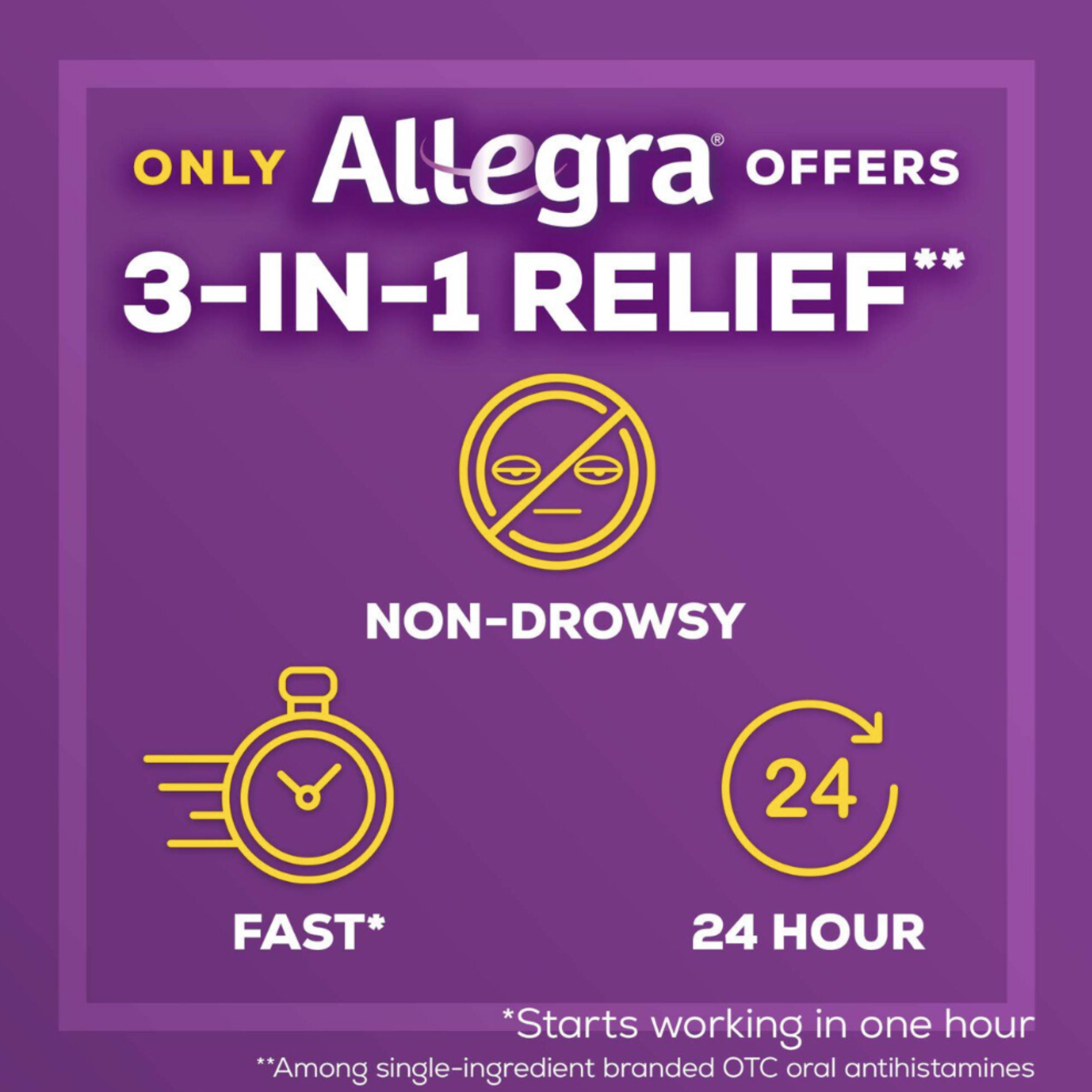 Allegra 24 Hour Non-Drowsy Antihistamine Allergy Relief Medicine, 180 mg Fexofenadine Tablets, 45 Ct