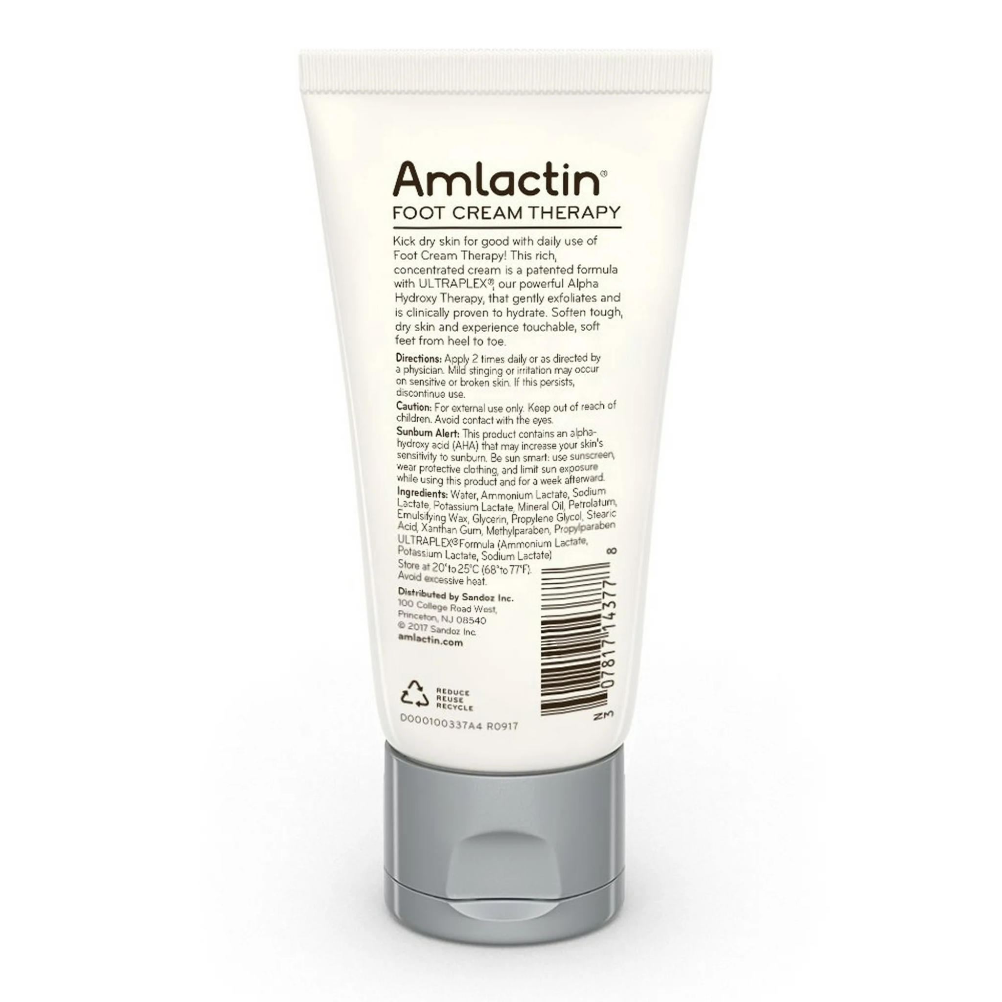 Amlactin, Foot Repair Cream Therapy, Moisturizing and Hydrating Treatment for Dry Feet, 3 oz