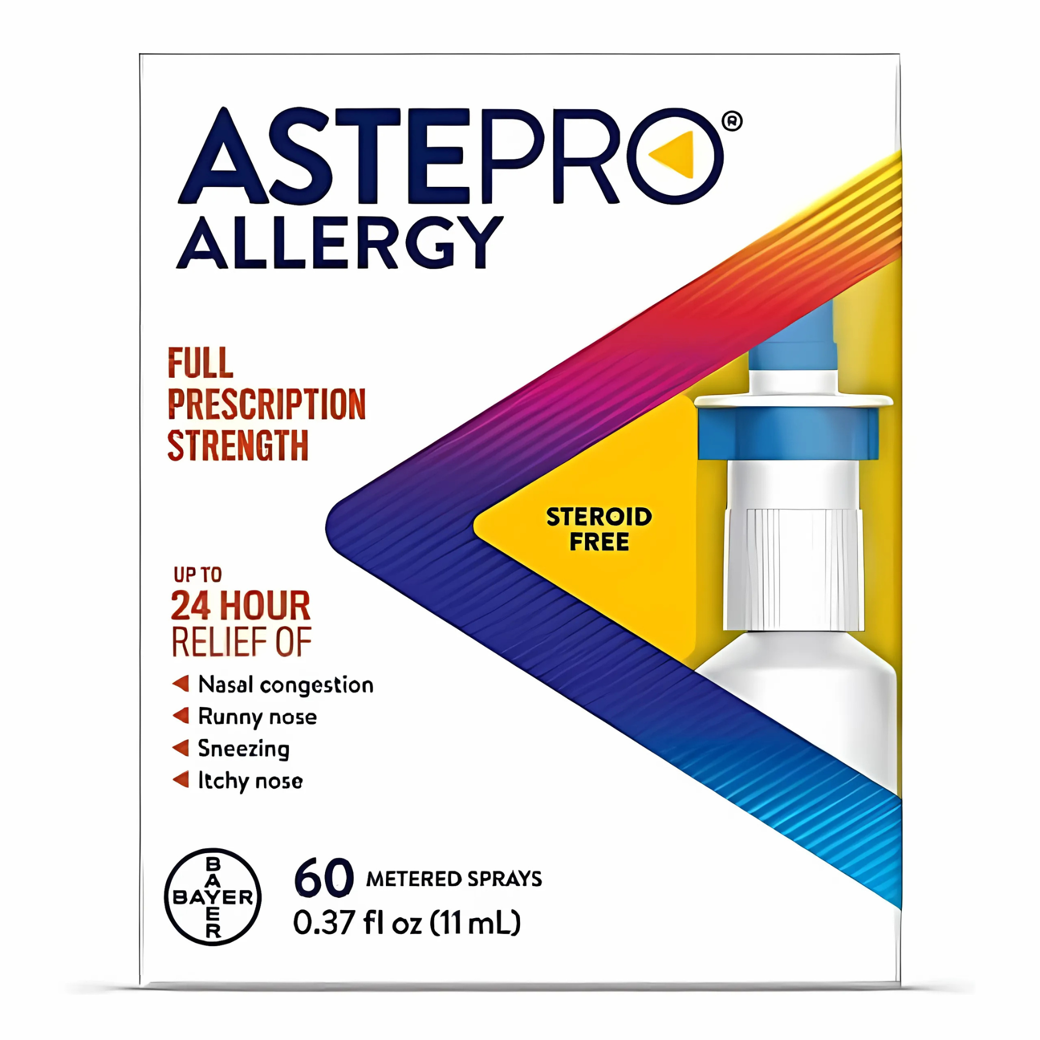 Astepro Allergy Nasal Spray, 24-Hour Allergy Relief, Steroid-Free Antihistamine, 60 Metered Sprays