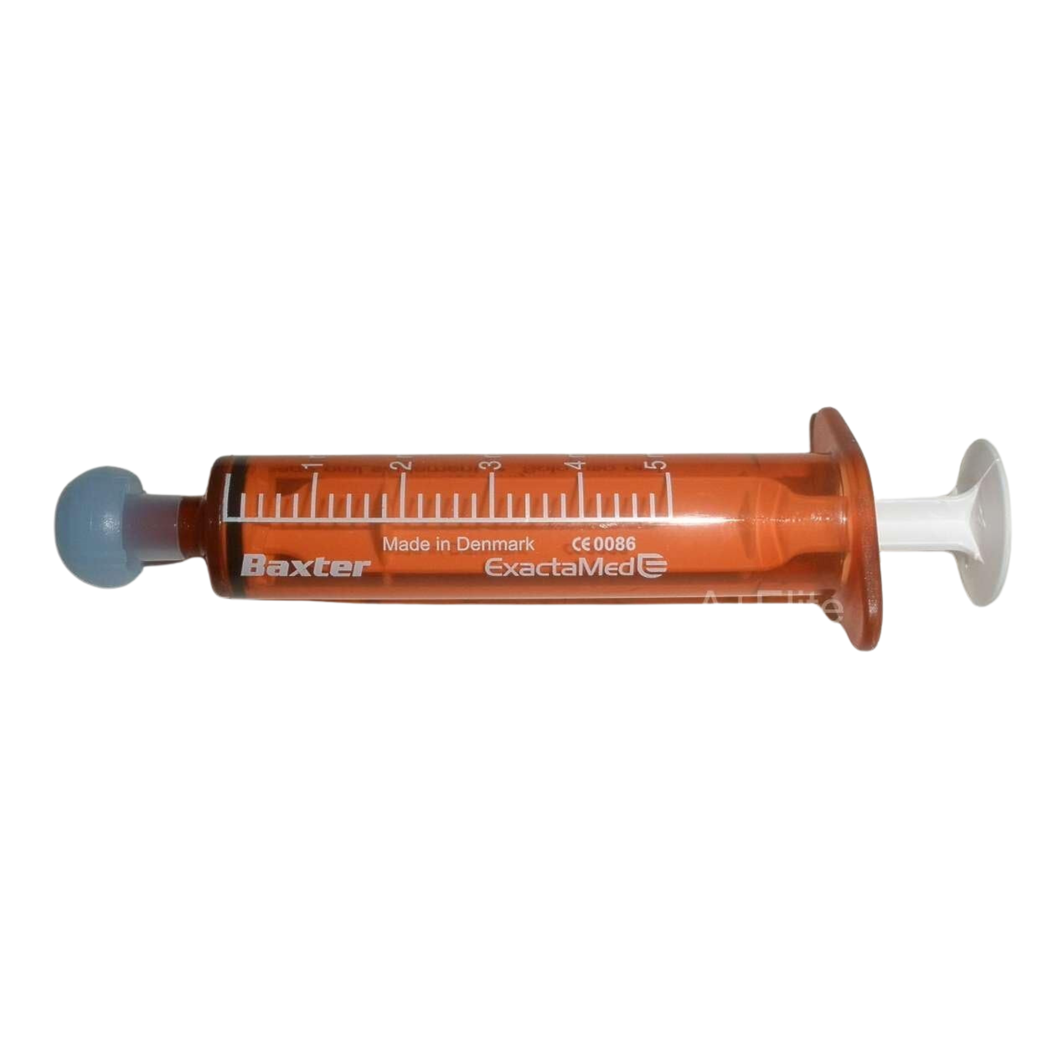 BAXA ExactaMed Oral Liquid Medication Syringe, 5mL, Amber Medicine Dose Dispenser with Cap, Latex-Free