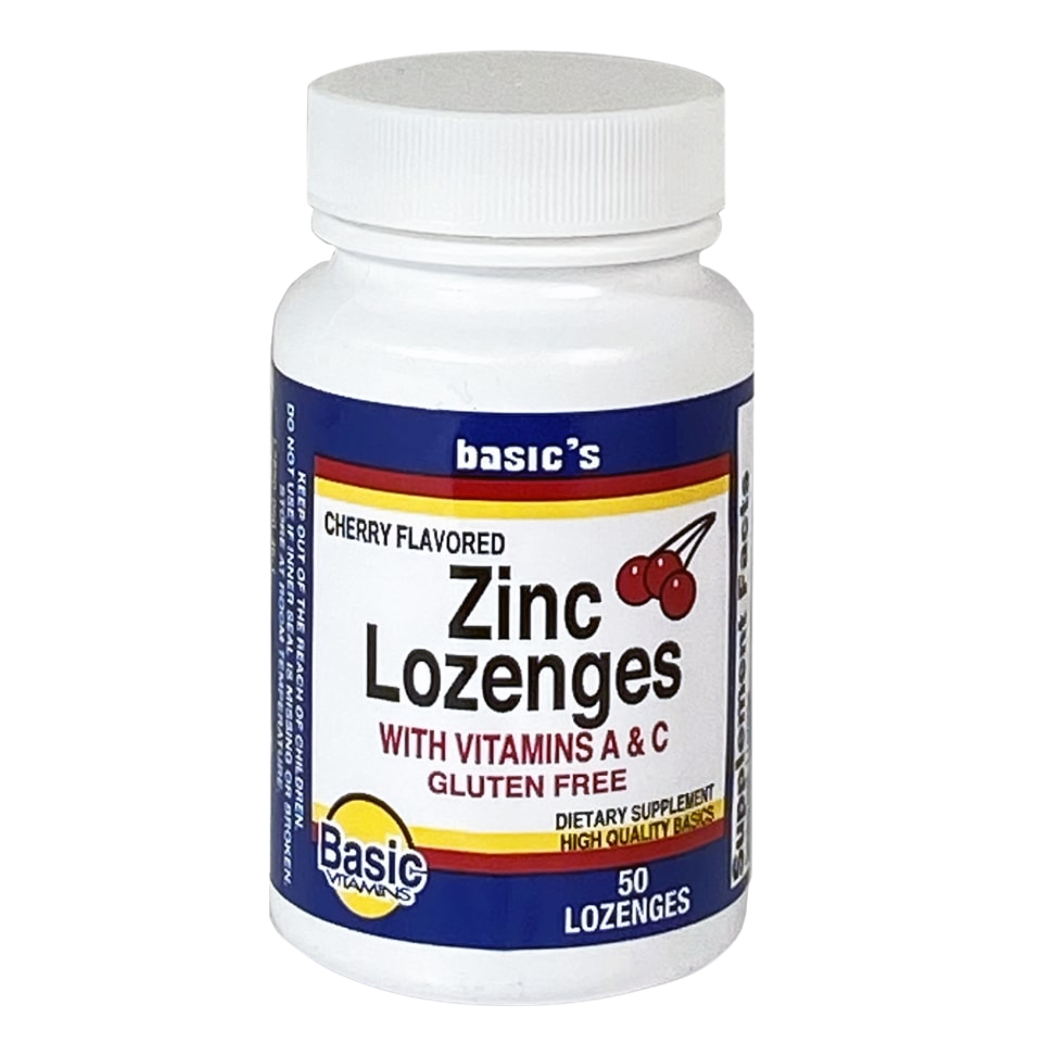 Basic's, Zinc Vitamin C & Vitamin A Lozenges, Cherry Flavor, Immune Support Supplement, 50 Ct