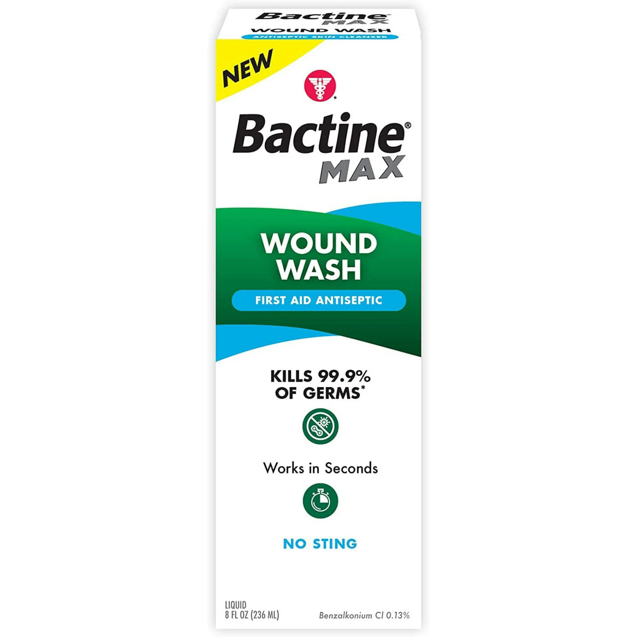 Bactine Max, First Aid Wound Wash, Antiseptic Liquid for Germ Protection and First Aid, 8 fl. oz.