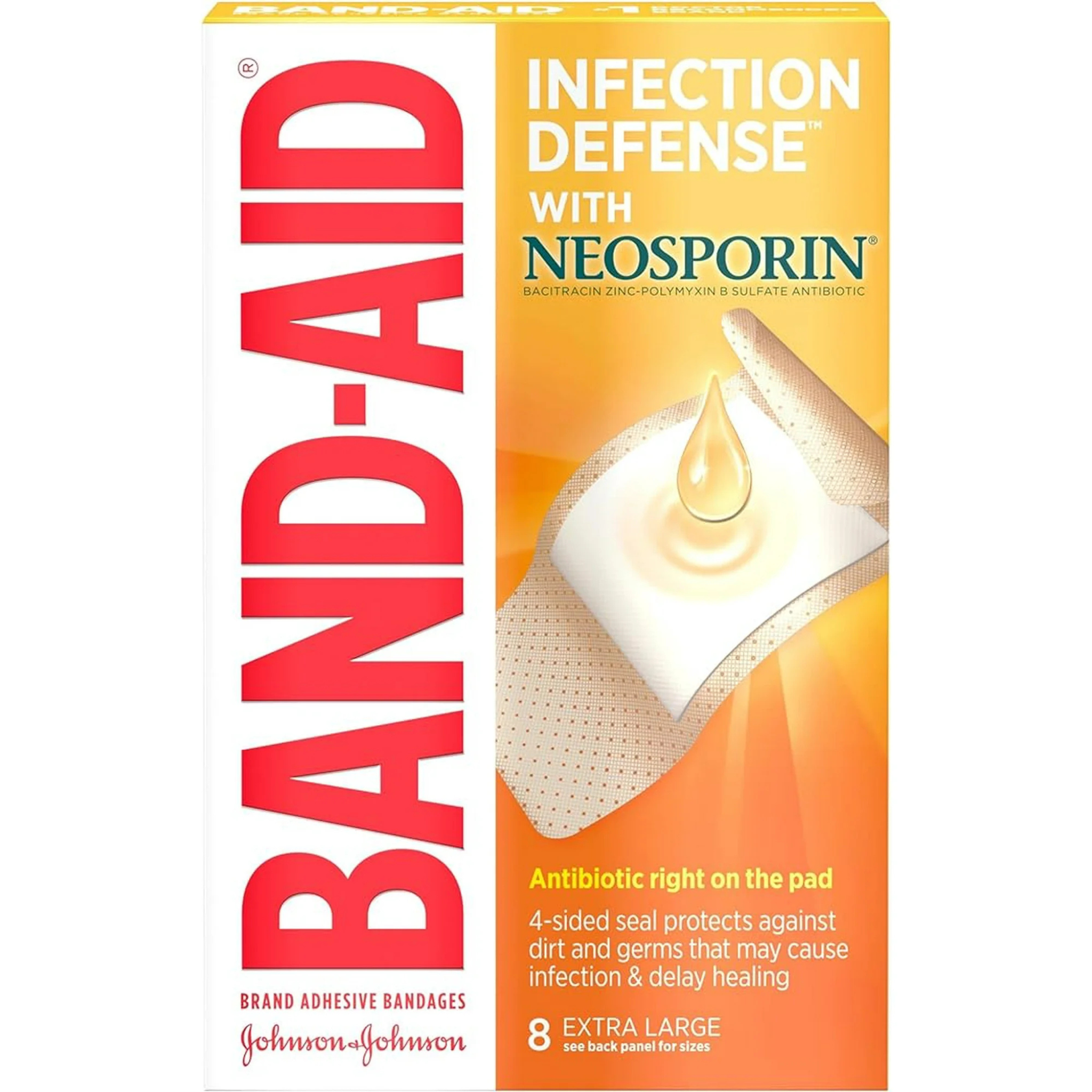 Band-Aid Brand Bandages with Neosporin Antibiotic, Extra Large, 8 Ct