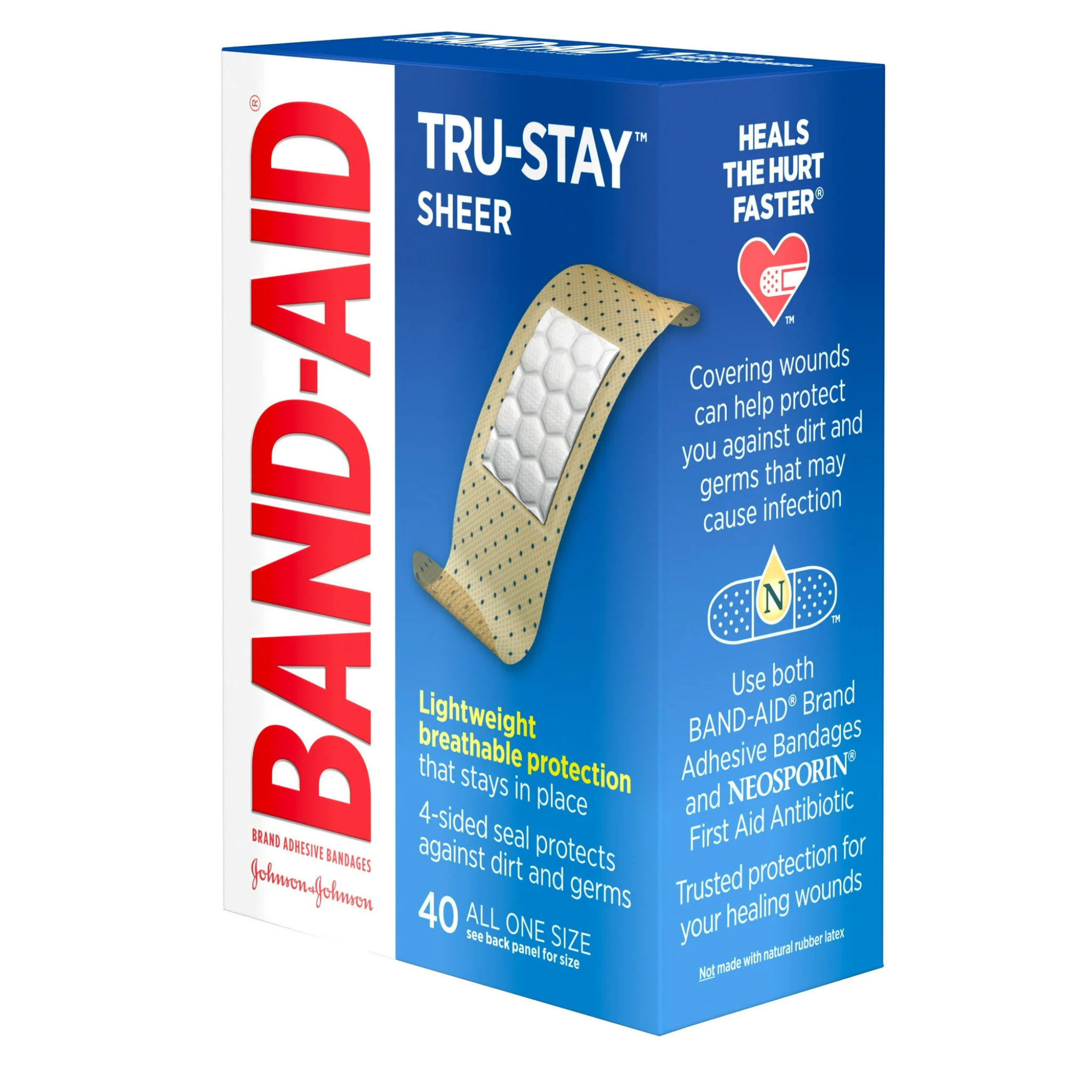 Band-Aid Brand Tru-Stay Sheer Adhesive Bandages, All One Size, 40 Ct