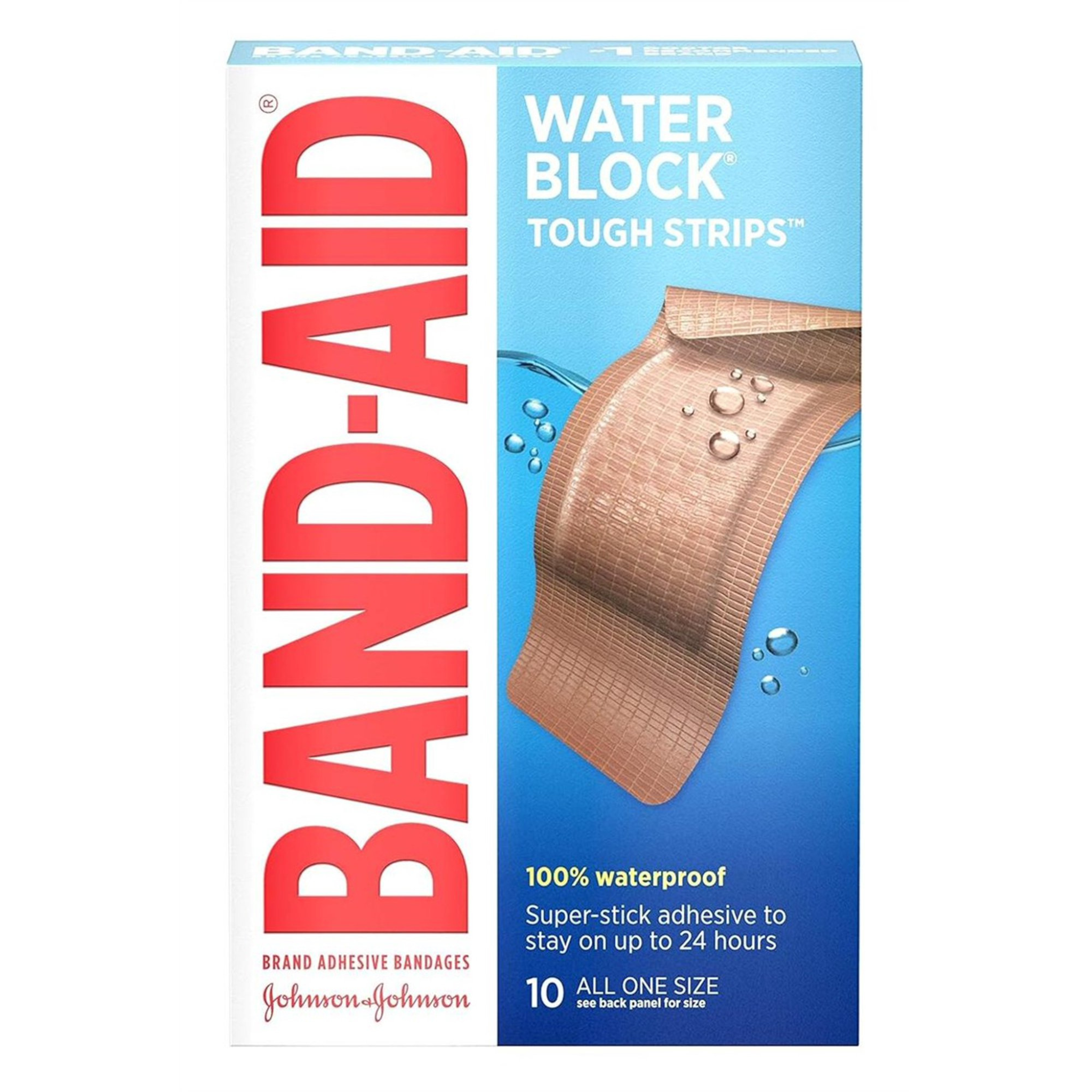 Band-Aid Brand Water Block Tough Strips Bandages, Extra Large, 10 Ct