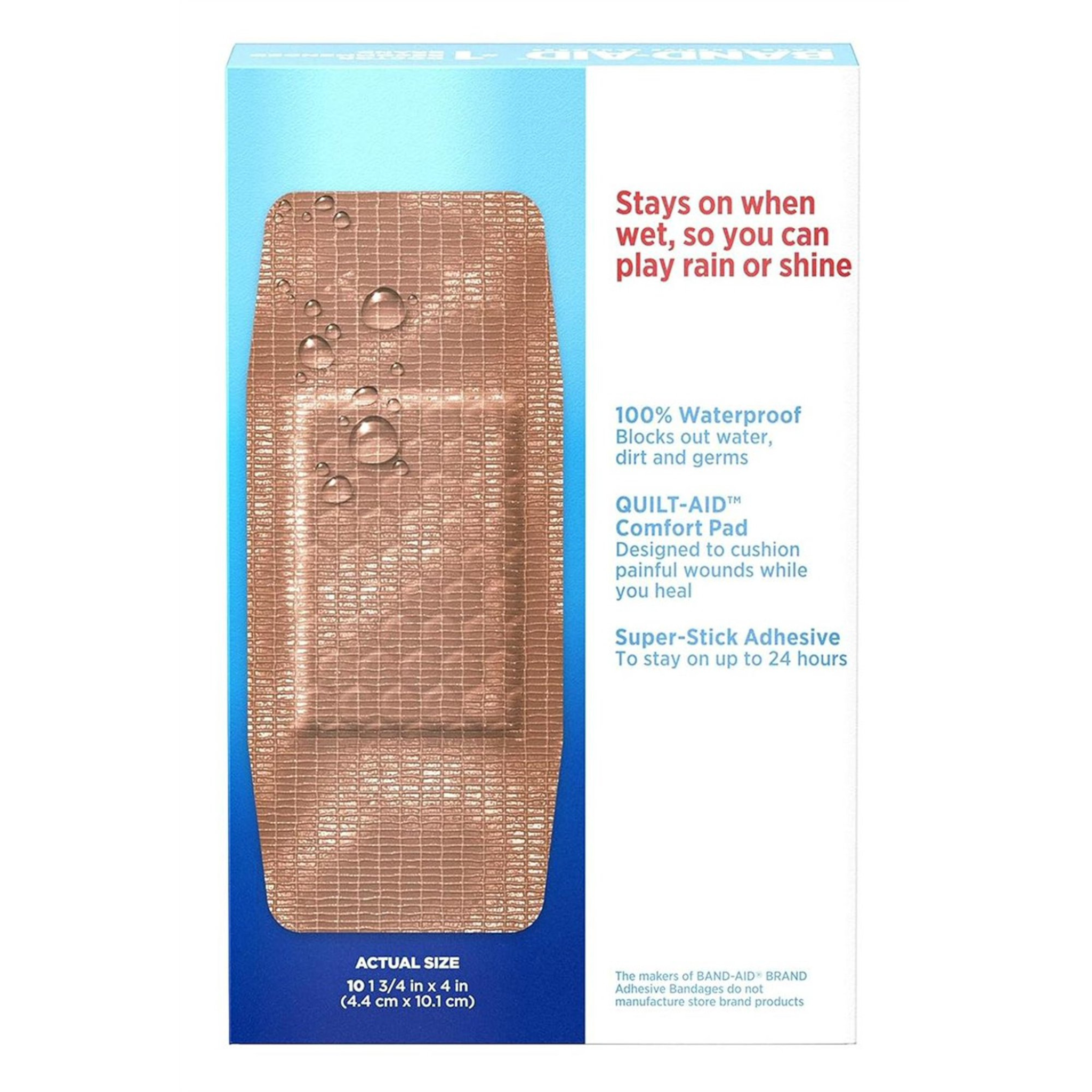 Band-Aid Brand Water Block Tough Strips Bandages, Extra Large, 10 Ct