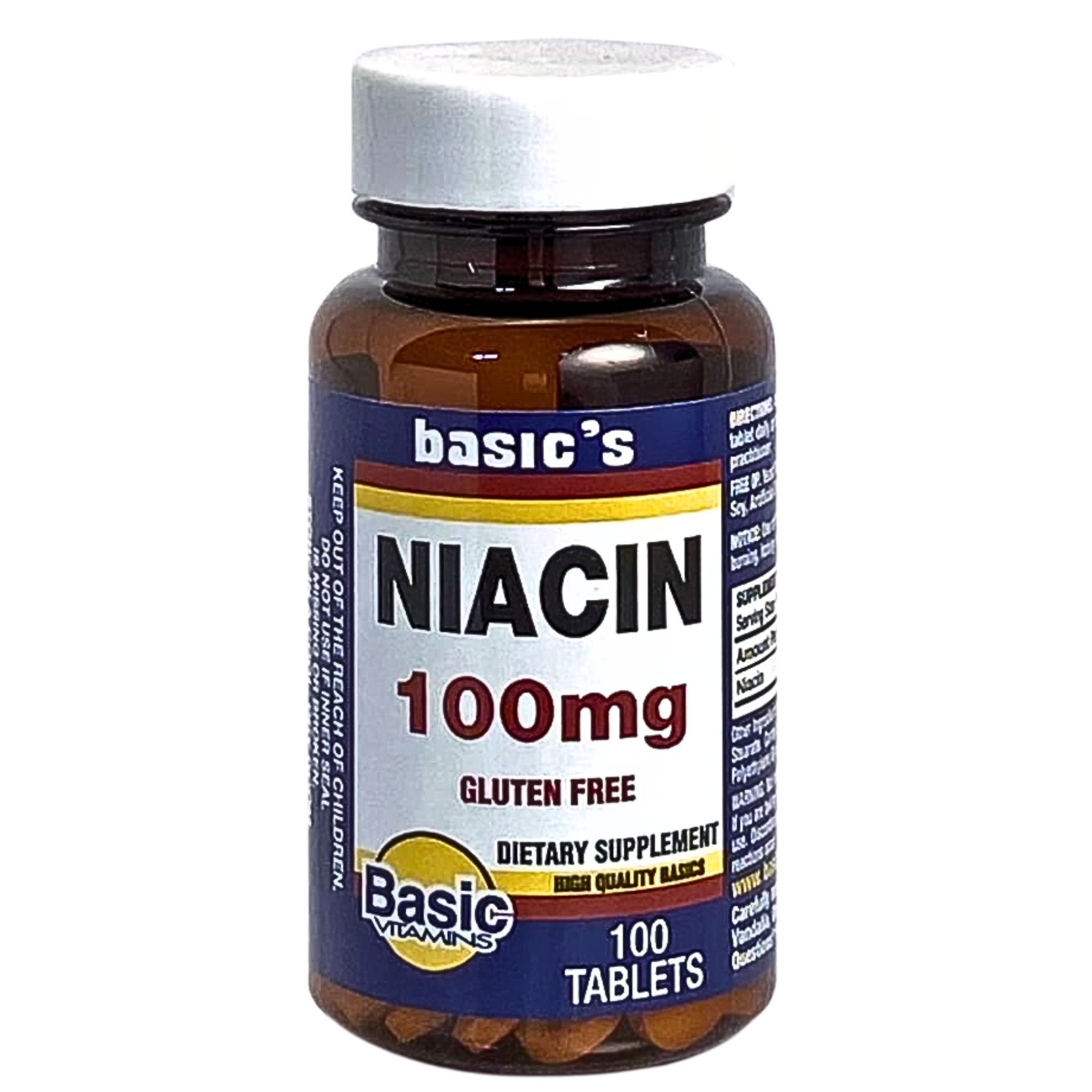 Basic's, Niacin Tablets, Supports Energy & Metabolism, 100mg, 100 Count