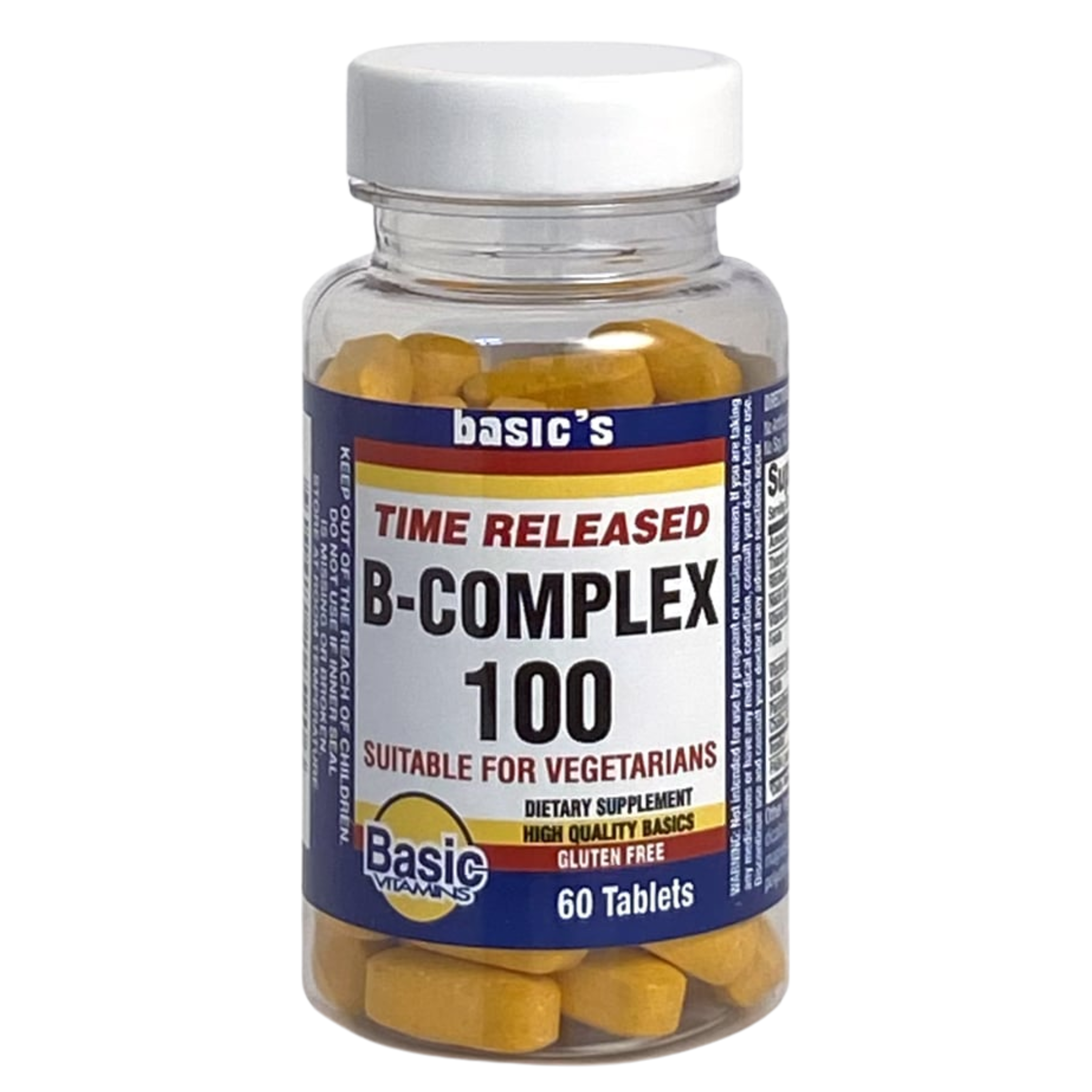 Basic's, B/Complex 60 T.R. Tablets, Time-Release Formula for Energy and Metabolism Support, 100 Count