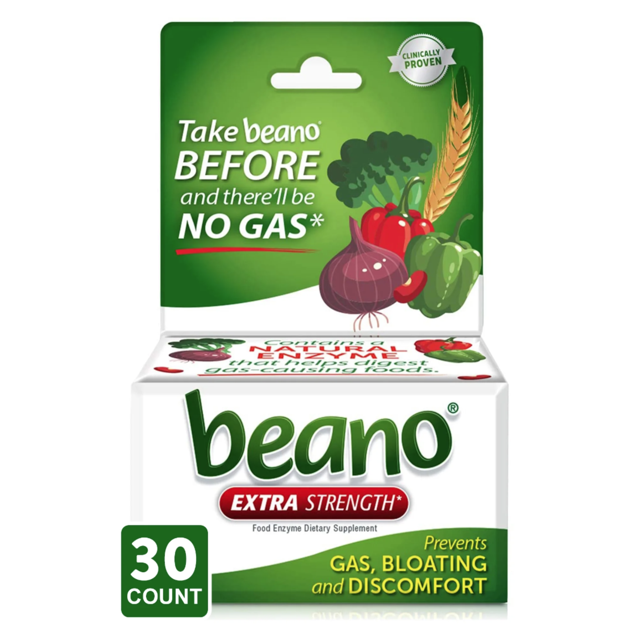 Beano Extra Strength, Gas Prevention & Digestive Enzyme Supplement, 30 Count