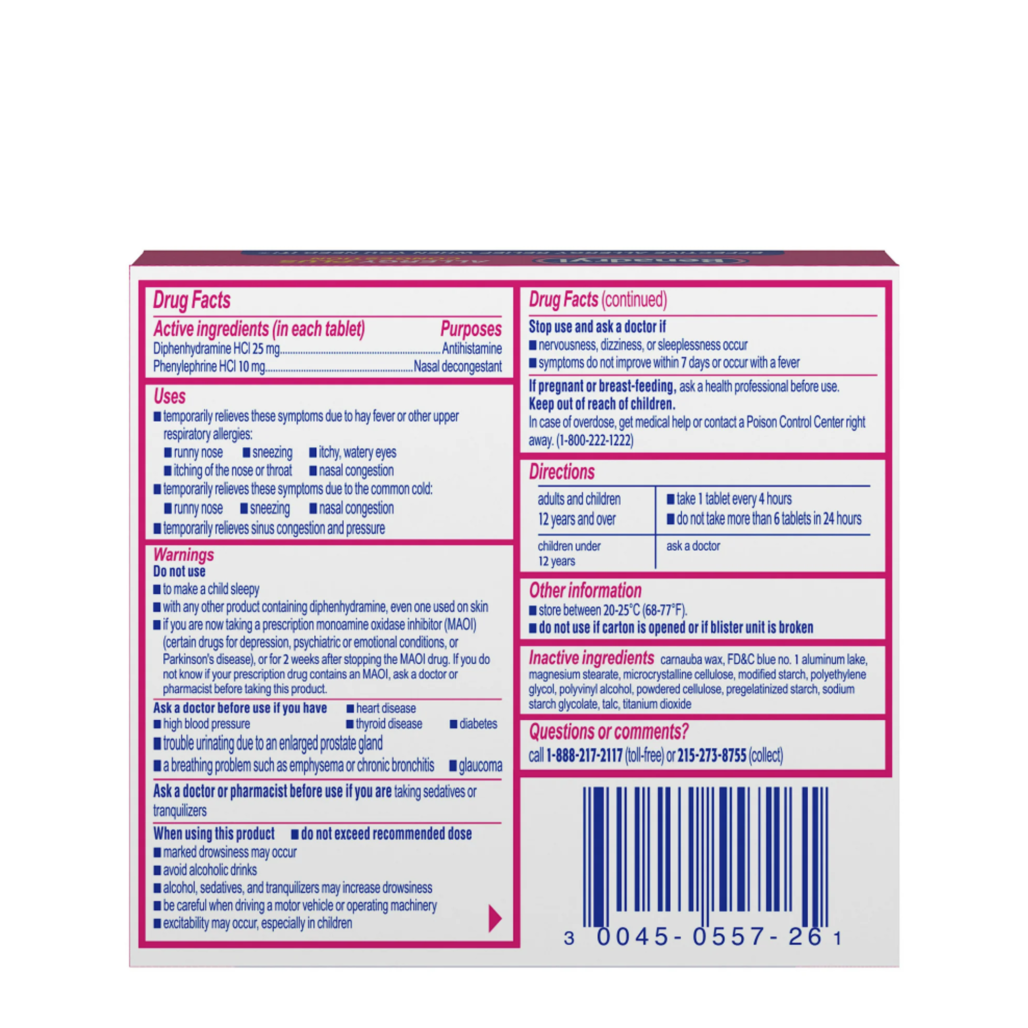 Benadryl Allergy Plus Congestion Ultratabs Allergy Medicine, 24 Ct