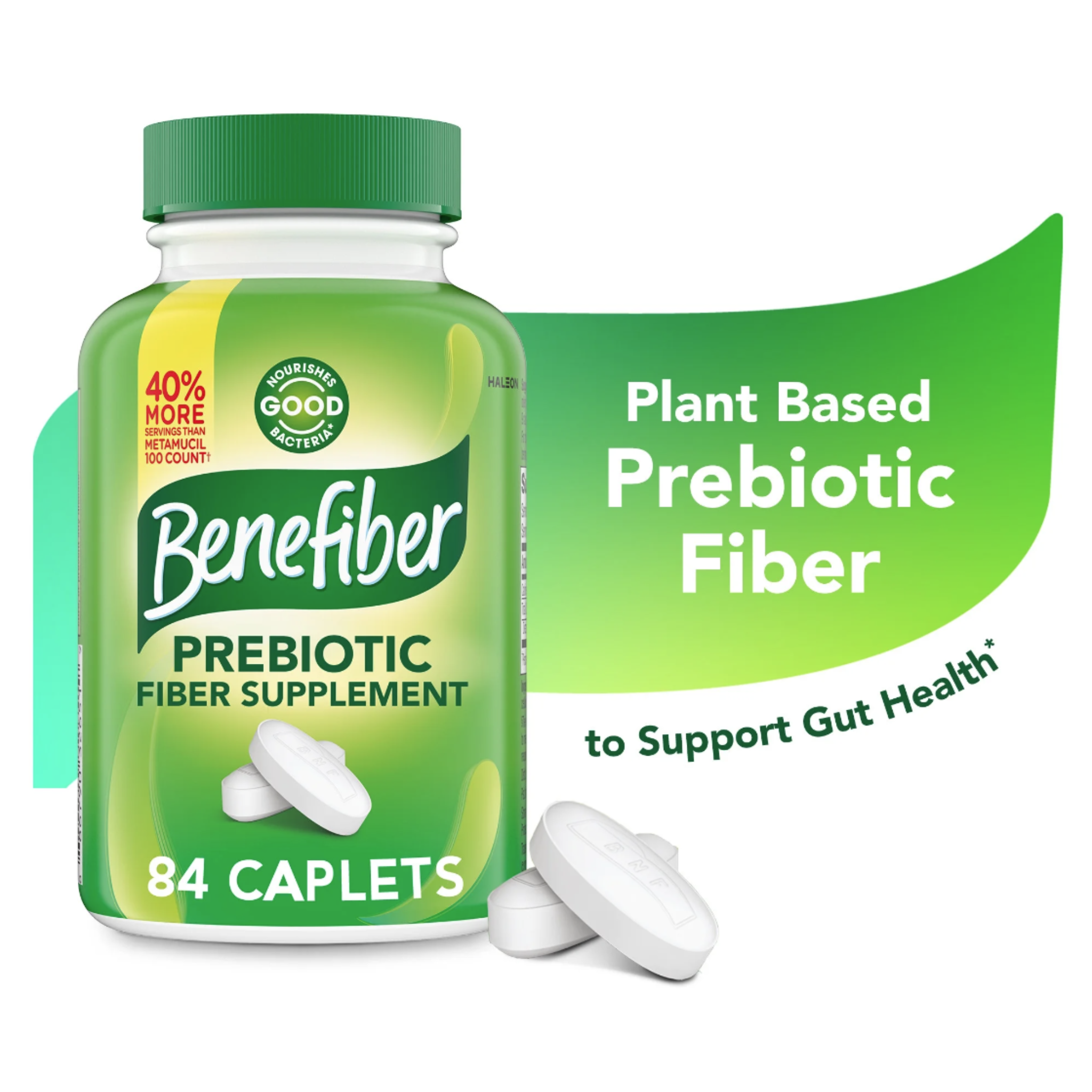 Benefiber Prebiotic Fiber Supplement Caplets, 84 Count