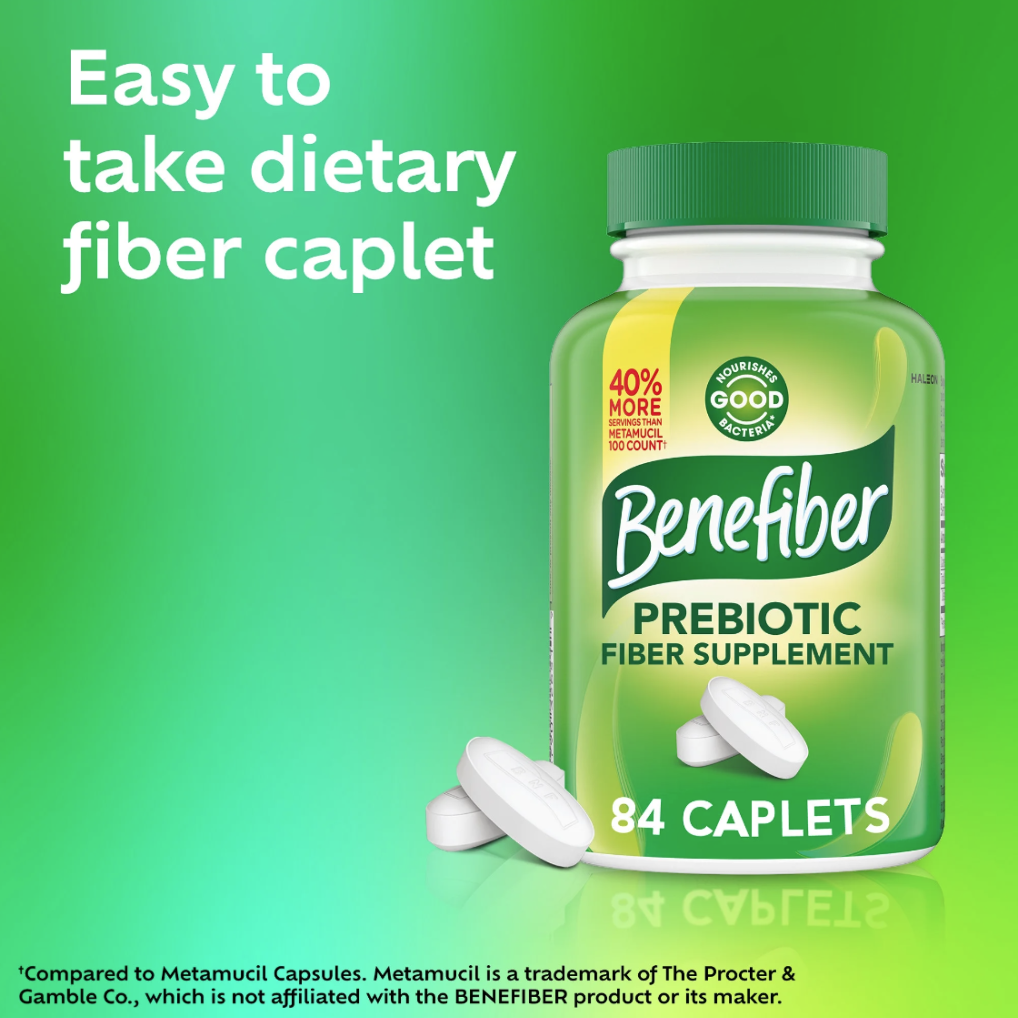 Benefiber Prebiotic Fiber Supplement Caplets, 84 Count