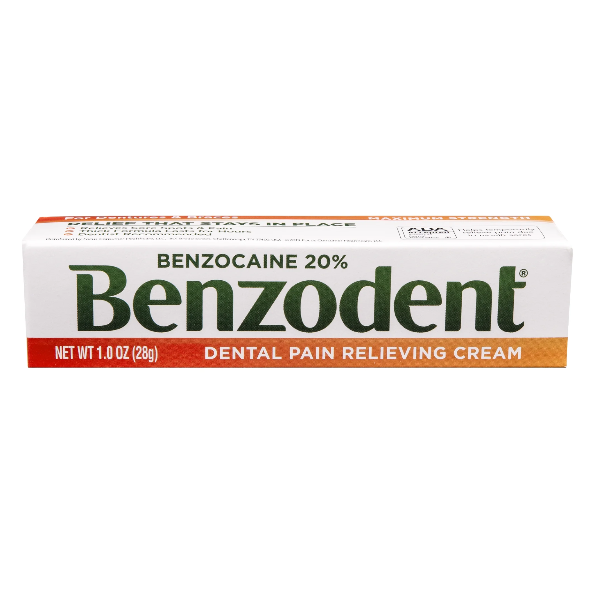 Benzodent, Dental Pain Relieving Cream, Targets Denture Tooth and Gum Pain for Fast Relief, 1 oz