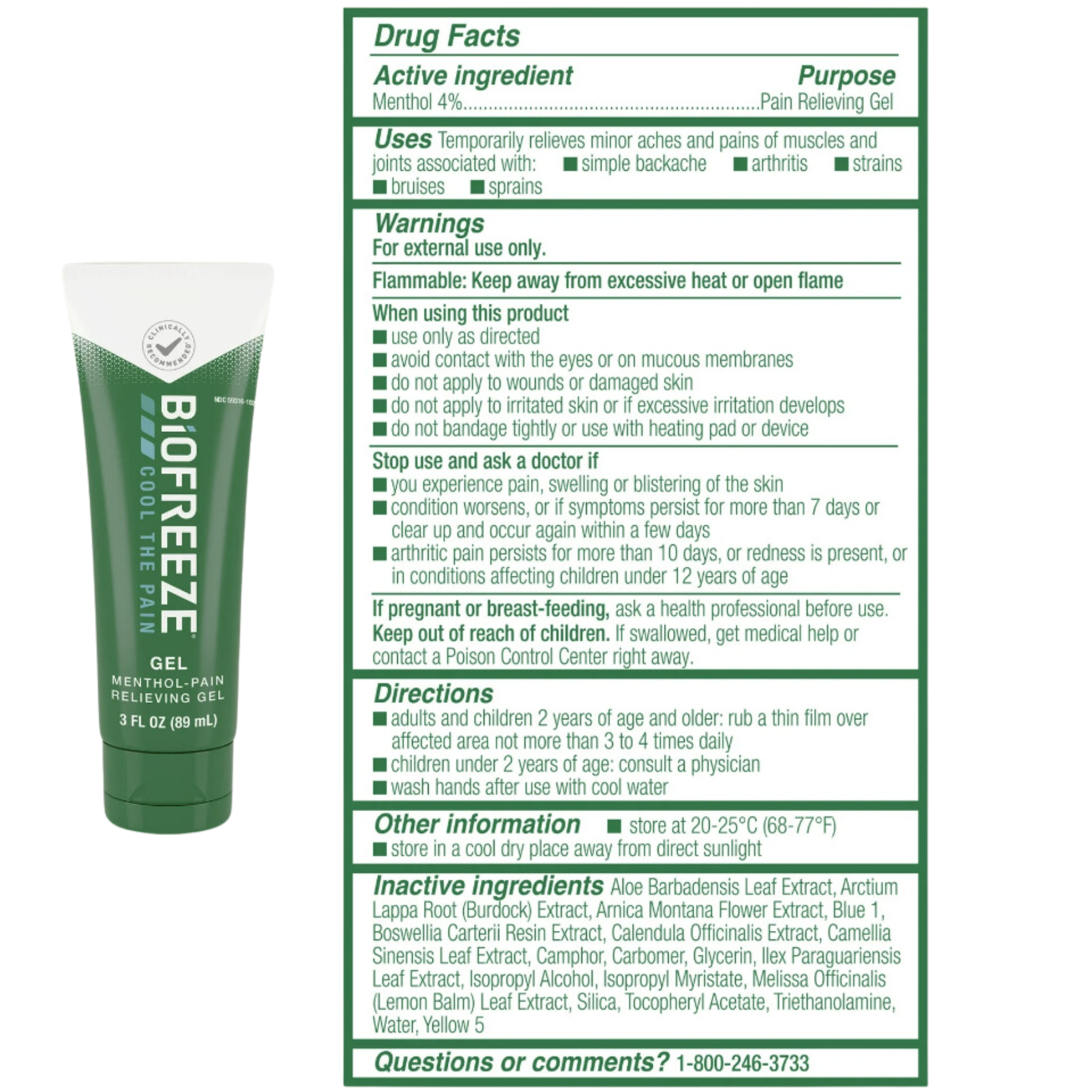 Biofreeze Pain Relief Gel, Back Knee Muscle Joint and Arthritis Pain Relievers, 3 fl oz Menthol