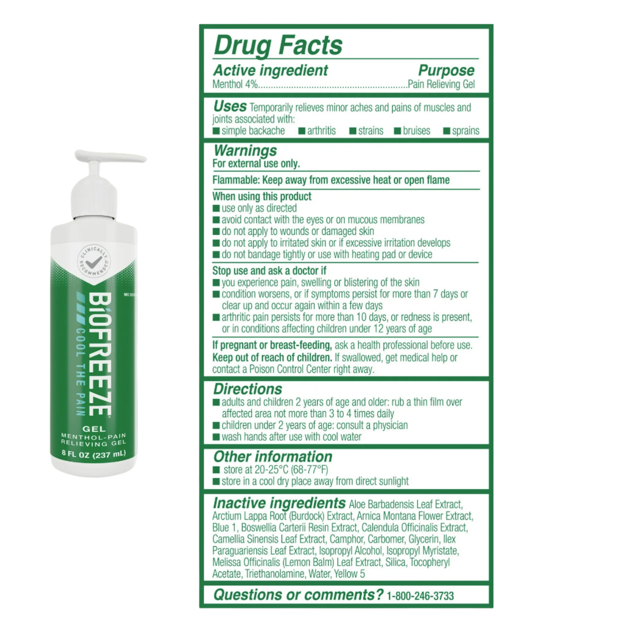 Biofreeze Pain Relief Gel, Back Knee Muscle Joint and Arthritis Pain Relievers, 8 fl oz Menthol