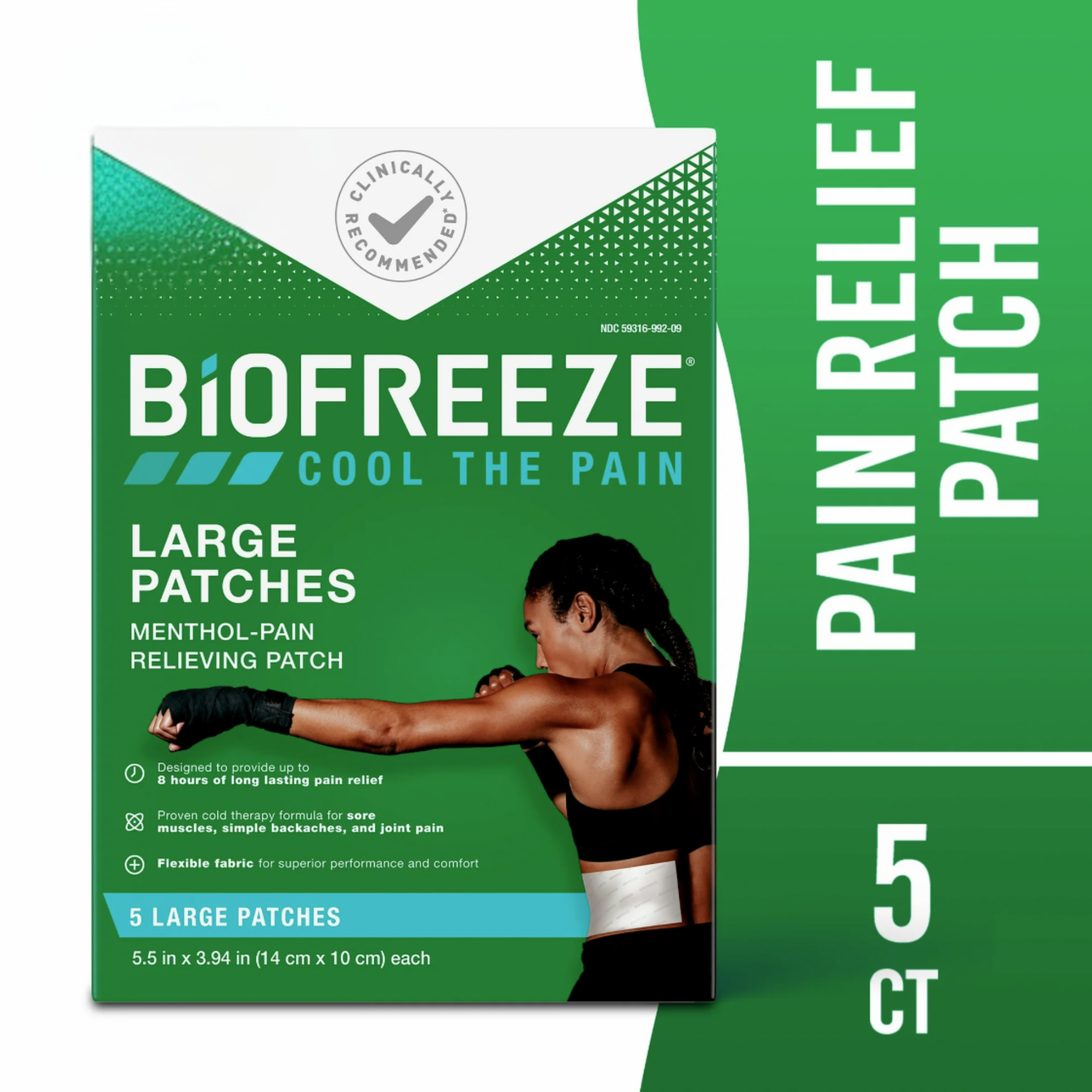 Biofreeze Pain Relief Patches, Back Knee Muscle Joint and Arthritis Pain Relievers, 5ct Menthol