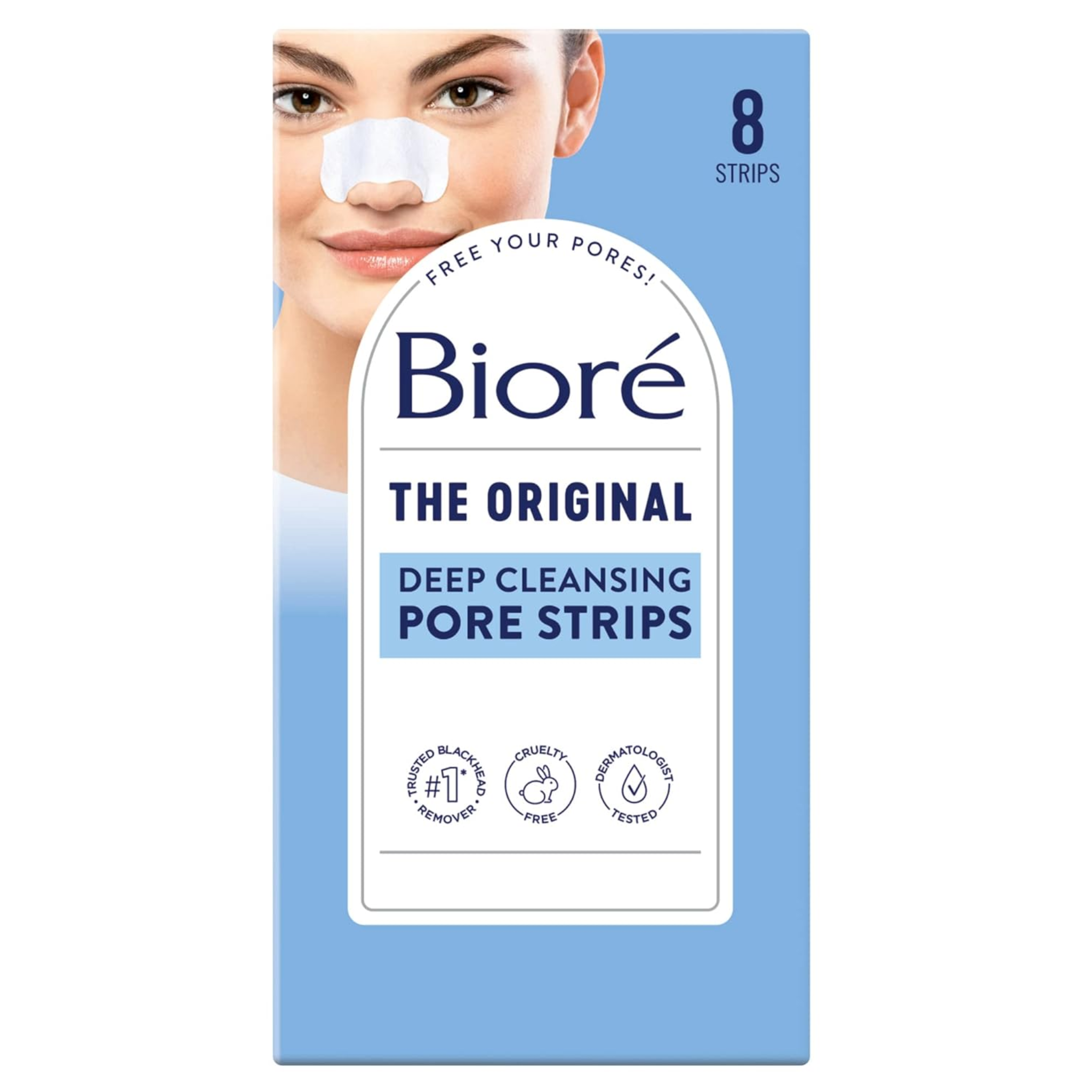 Bioré, Deep Cleansing Pore Strips, Blackhead Remover Strips, 8 Ct