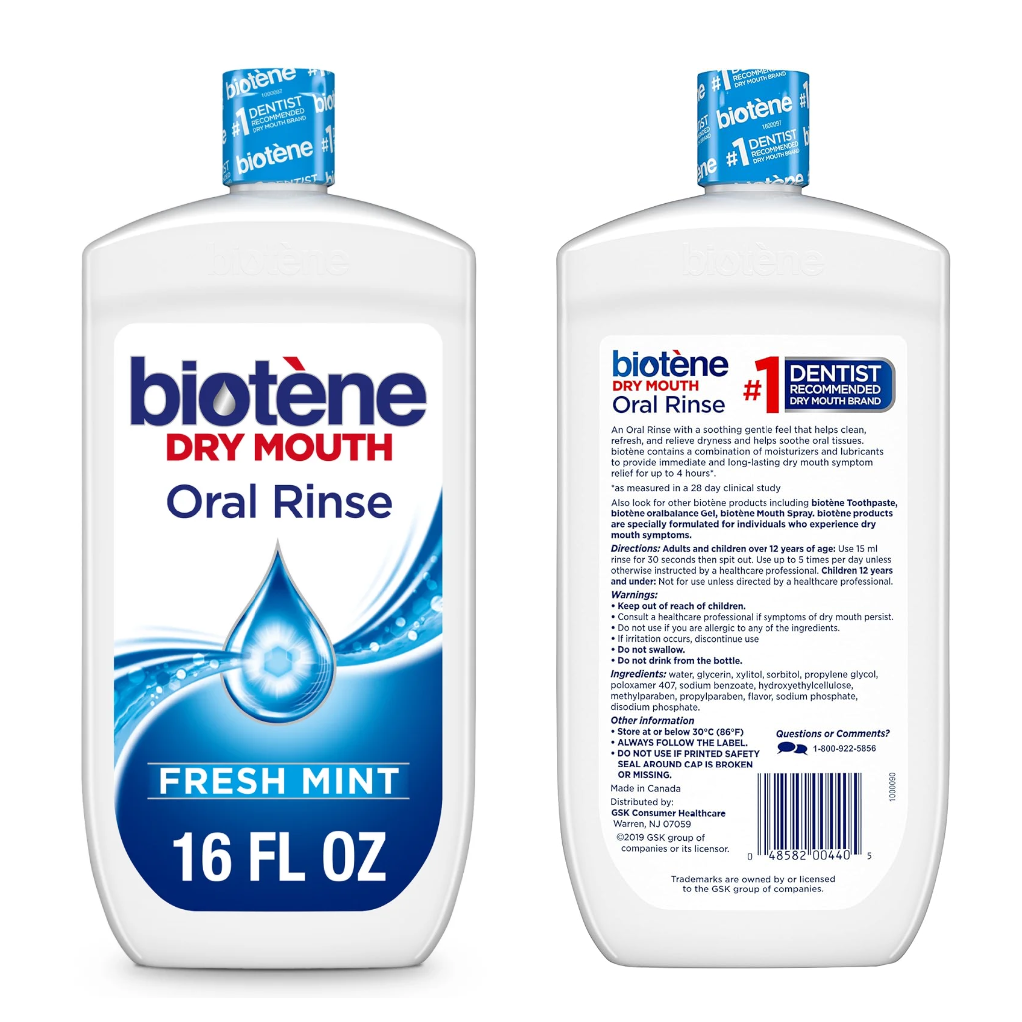 Biotene, Oral Rinse Moisturizing Mouthwash, Dry Mouth Relief, Mint, for Children & Adults, 16 fl oz