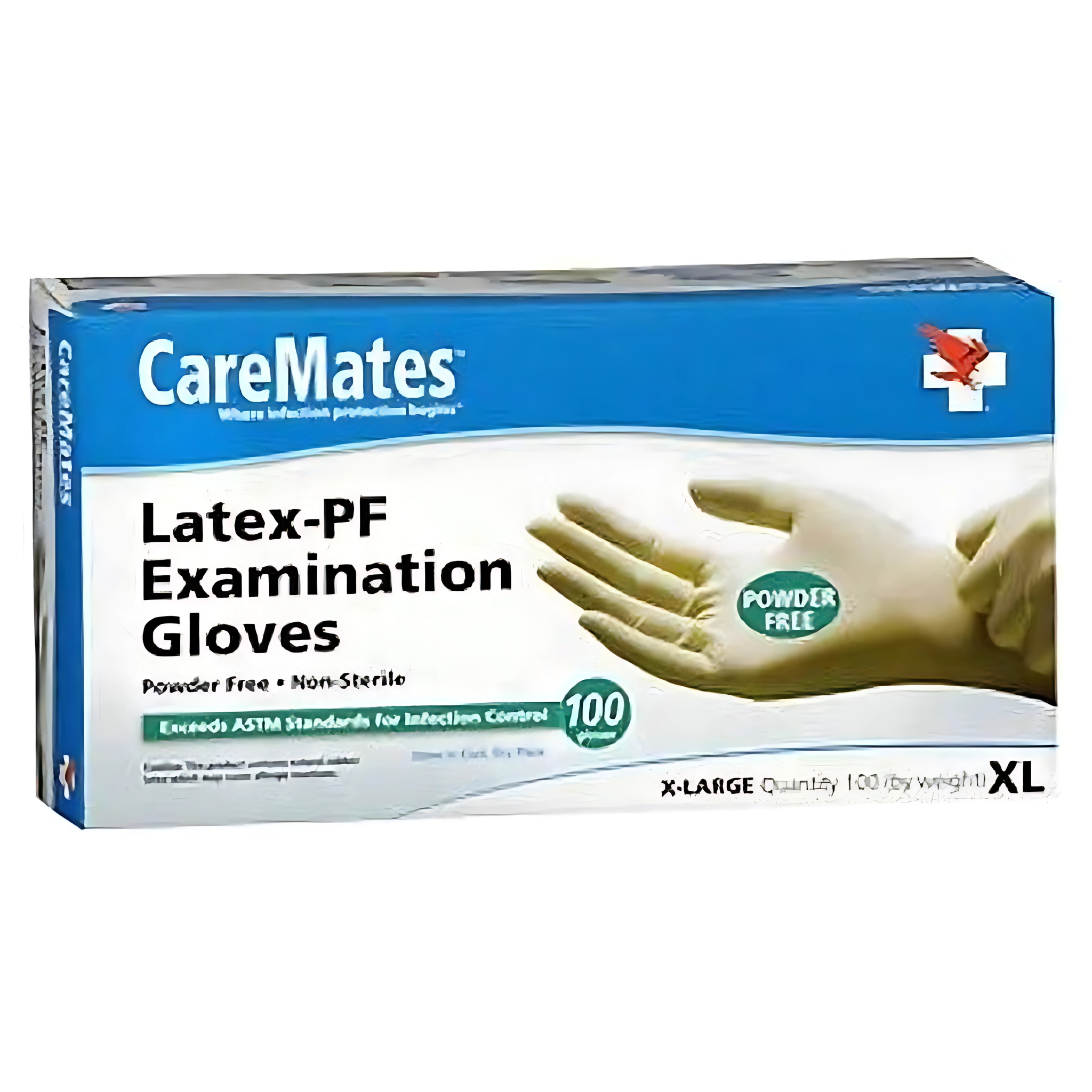 CareMates, Latex-PF Examination Gloves, Powder-Free for Comfort and Protection, Extra Large, 100 Count