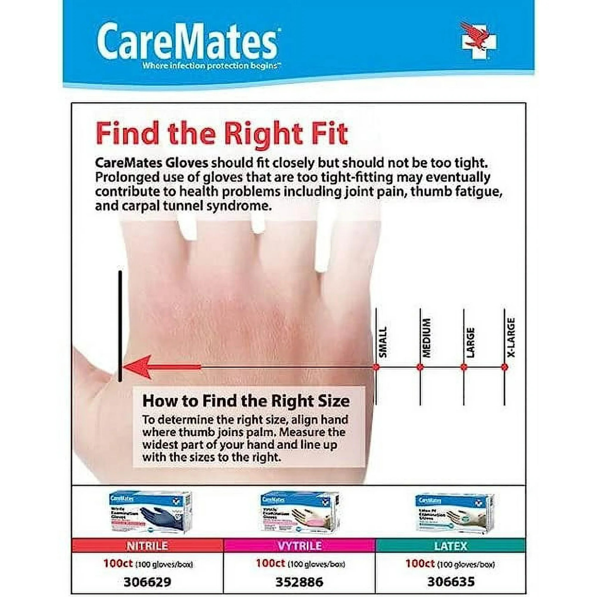 CareMates, Latex-PF Examination Medical Grade Disposable Gloves, Powder-Free for Comfortable and Reliable Use, Medium, 50 Count