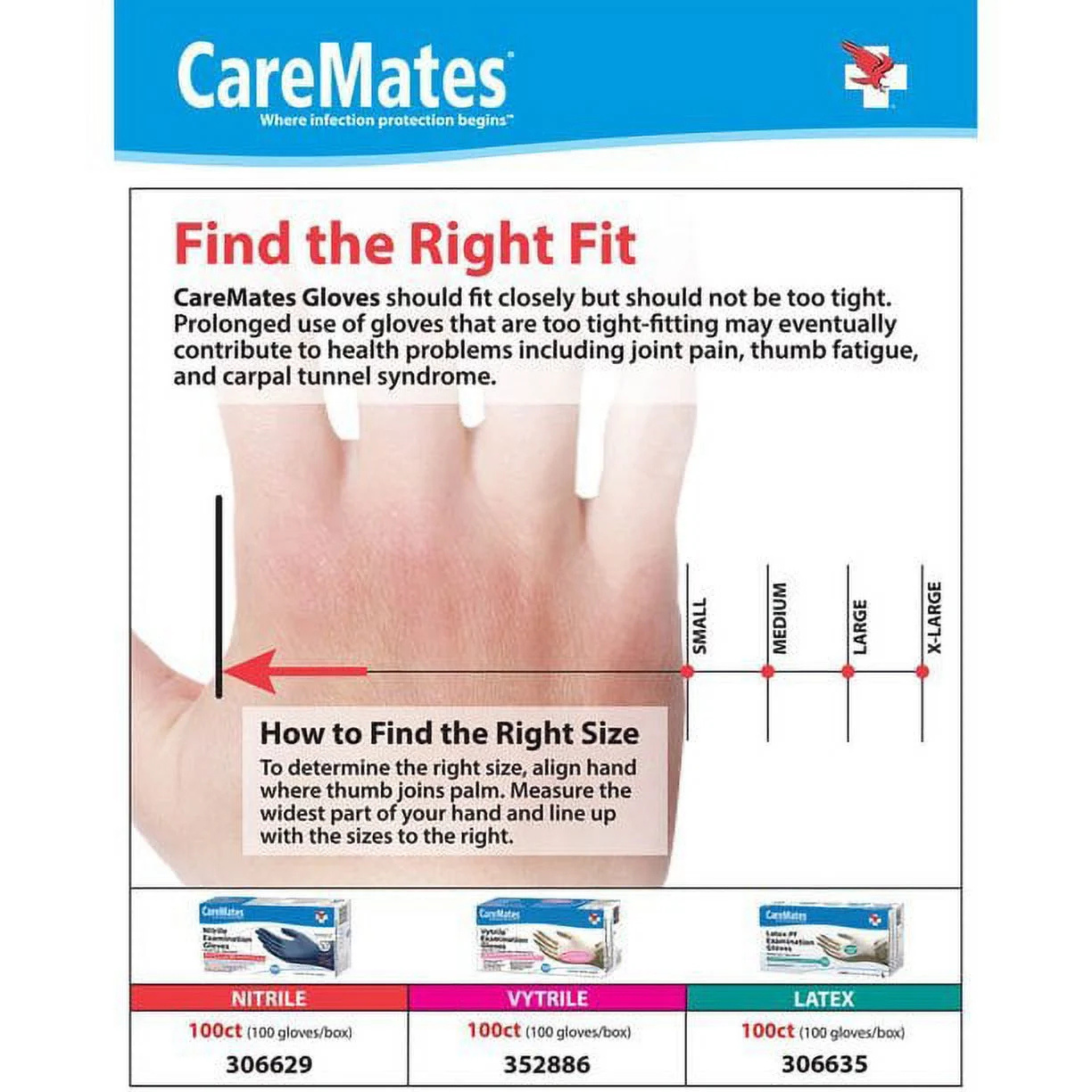 CareMates, Nitrile Examination Gloves, Latex-Free and Powder-Free for Medical Grade Protection, Large, 50 Count