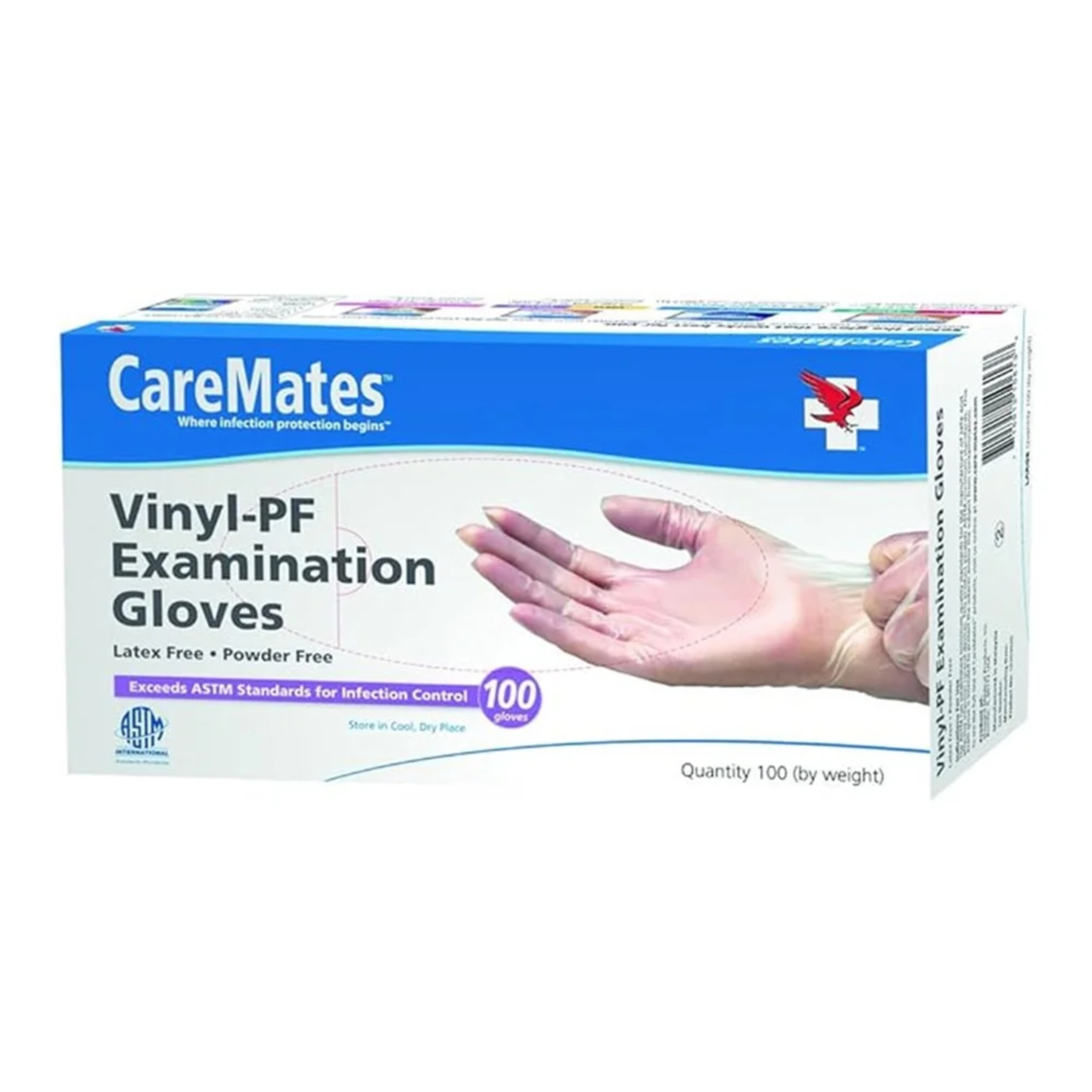 CareMates, Vinyl-PF Examination Gloves, Strong and Comfortable Protection for Healthcare Use, X-Large, 100 Count