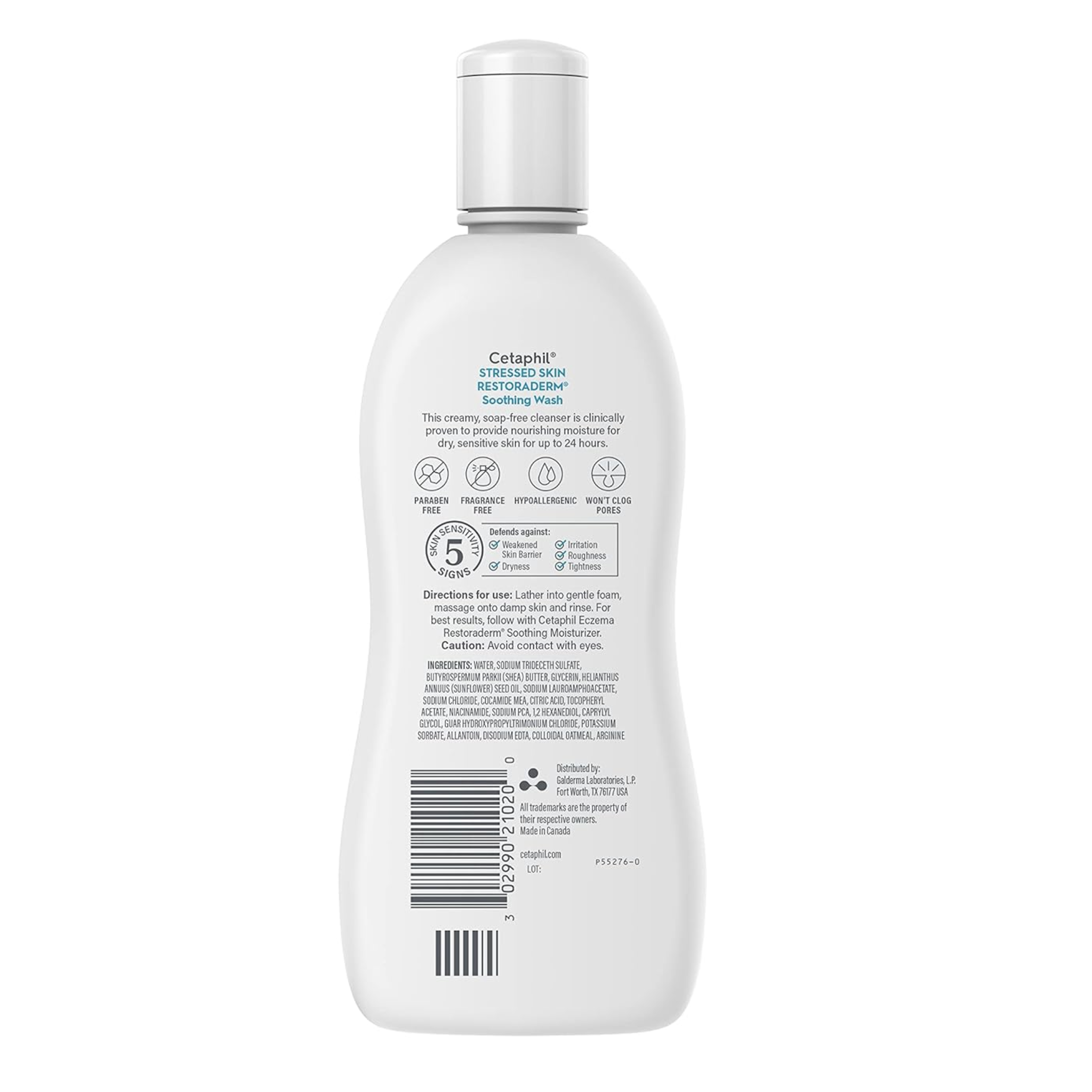 Cetaphil®, Restoraderm Soothing Wash, Hypoallergenic Cleanser for Dry, Stressed Skin, 10 fl oz