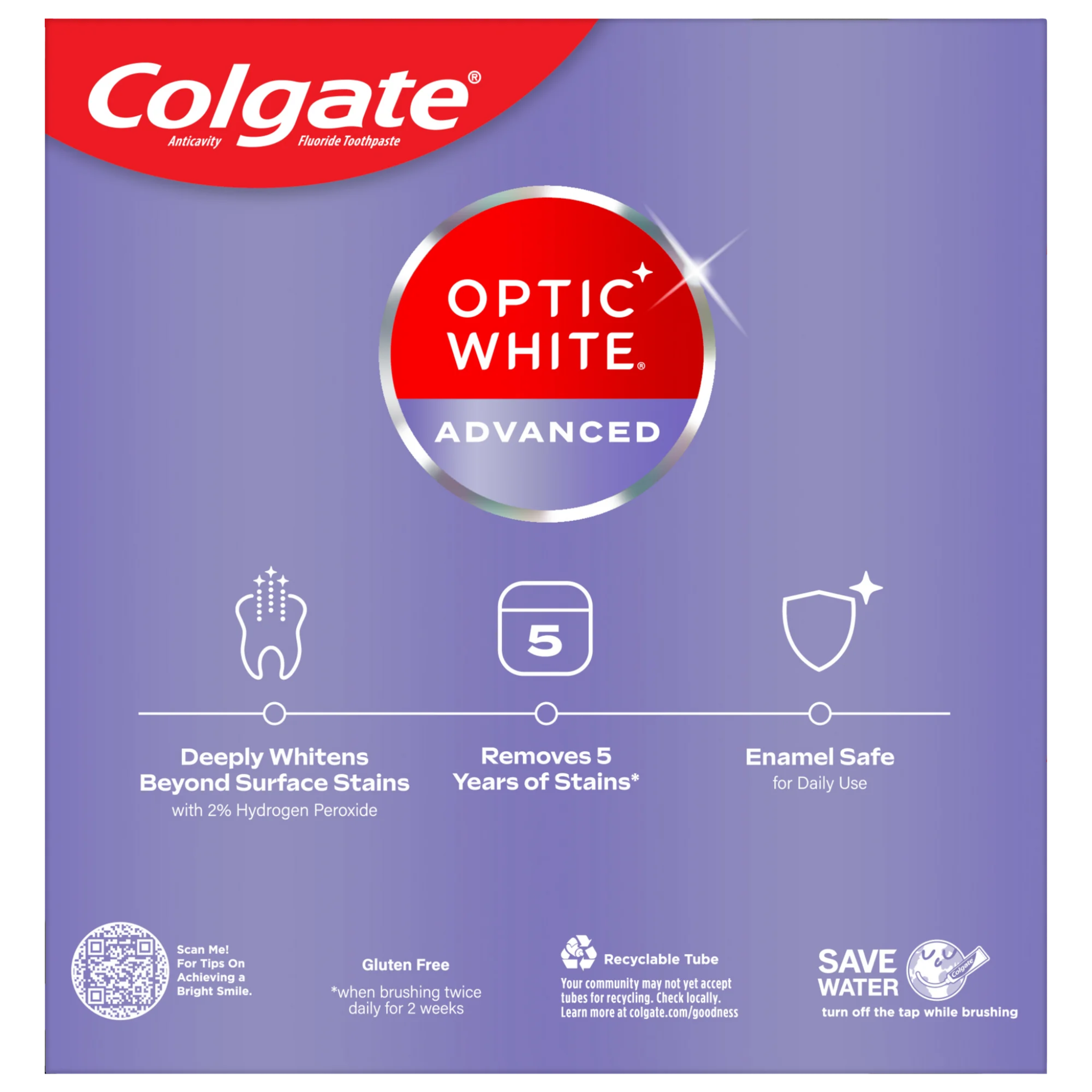 Colgate, Advanced Whitening Toothpaste, Sparkling White Formula for Stain Removal and Fresh Breath, 4.5 oz