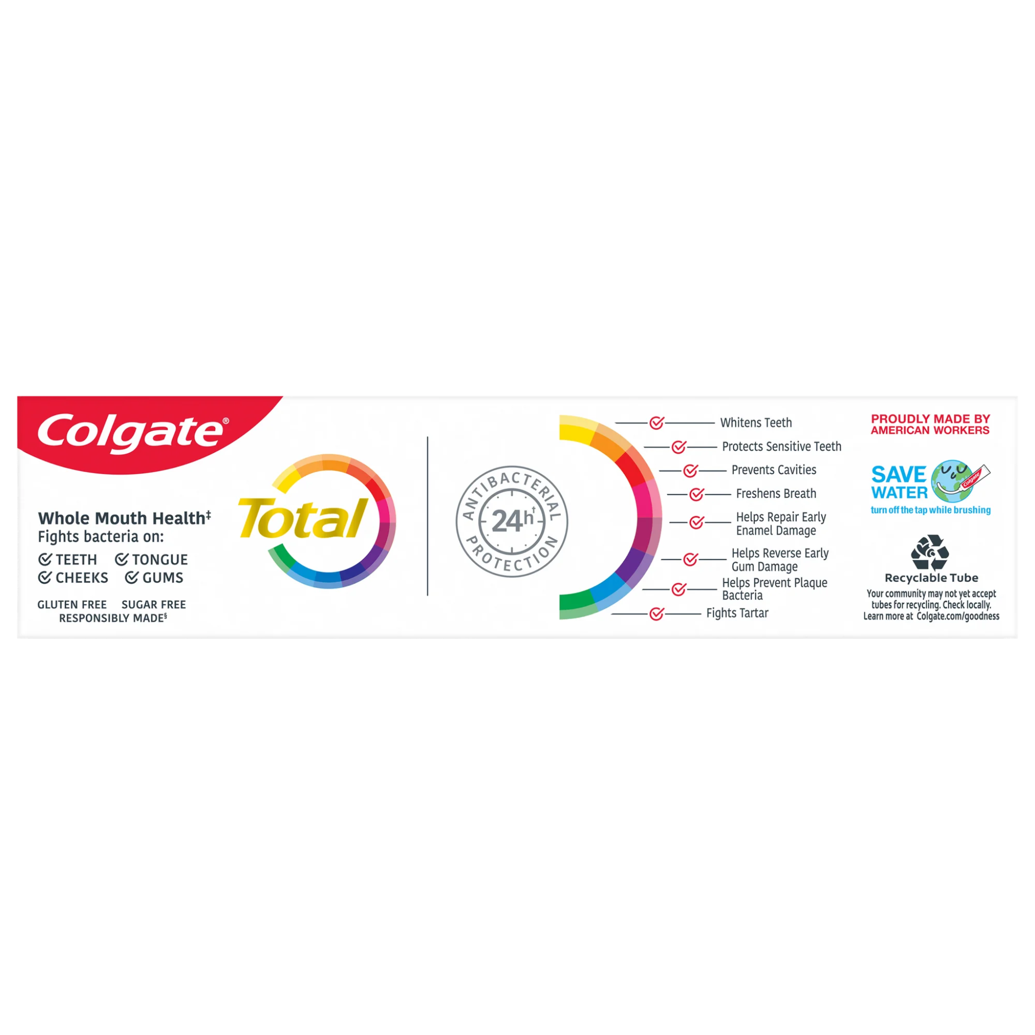 Colgate, Total Paste Formula Toothpaste, Clean Mint Flavor for Comprehensive Oral Care, 3.3 oz