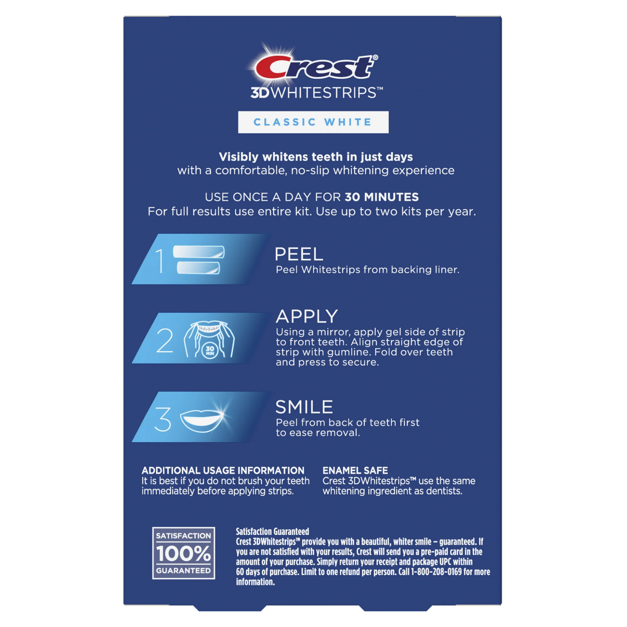 Crest, 3D White Strips Classic White, At-Home Teeth Whitening Kit for Stain Removal and Whitening, 10 Treatments