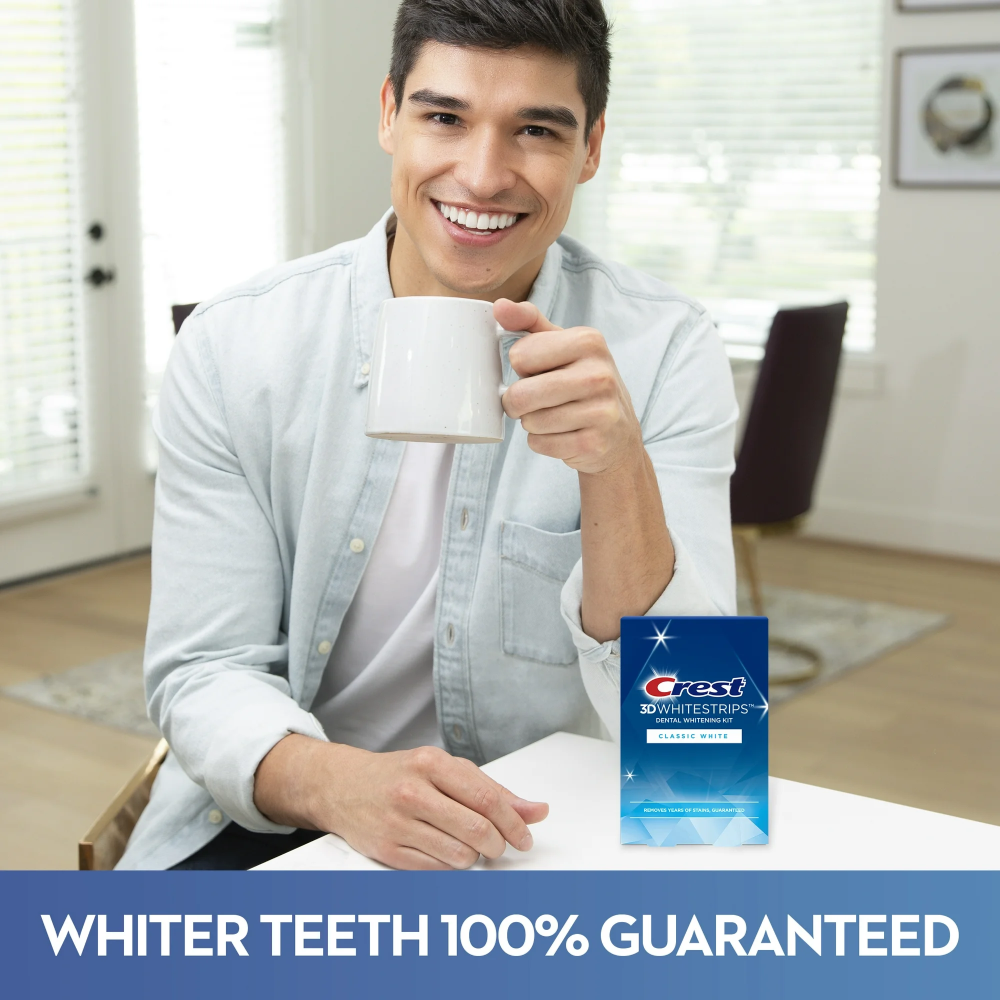 Crest, 3D White Strips Classic White, At-Home Teeth Whitening Kit for Stain Removal and Whitening, 10 Treatments