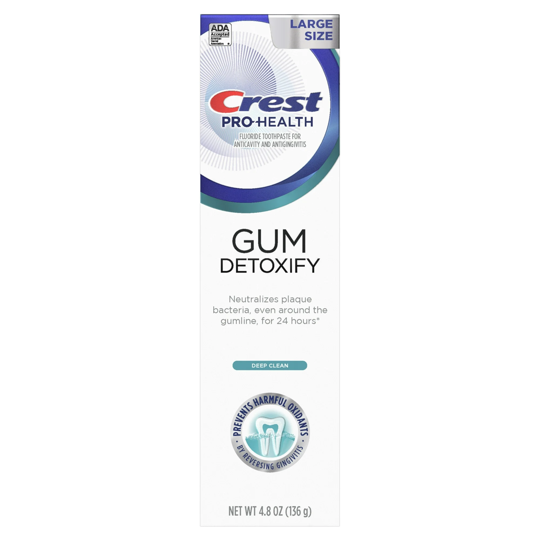 Crest, Pro-Health Gum Detoxify Deep Clean Toothpaste, Provides Gum Care and Oral Health Protection, 4.8 oz