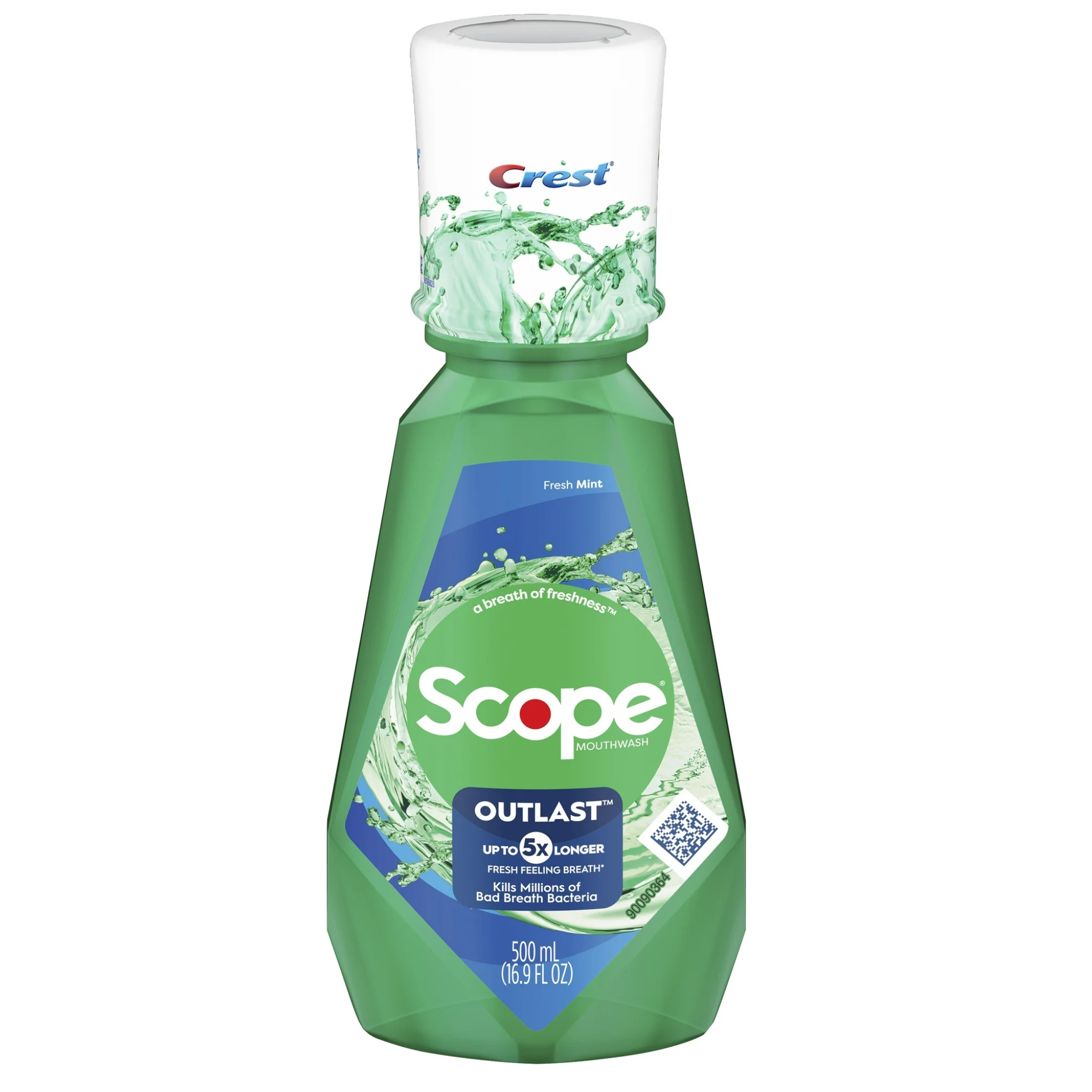 Crest, Scope Outlast Mouthwash, Fresh Mint Flavor for Long-Lasting Fresh Breath, 500mL