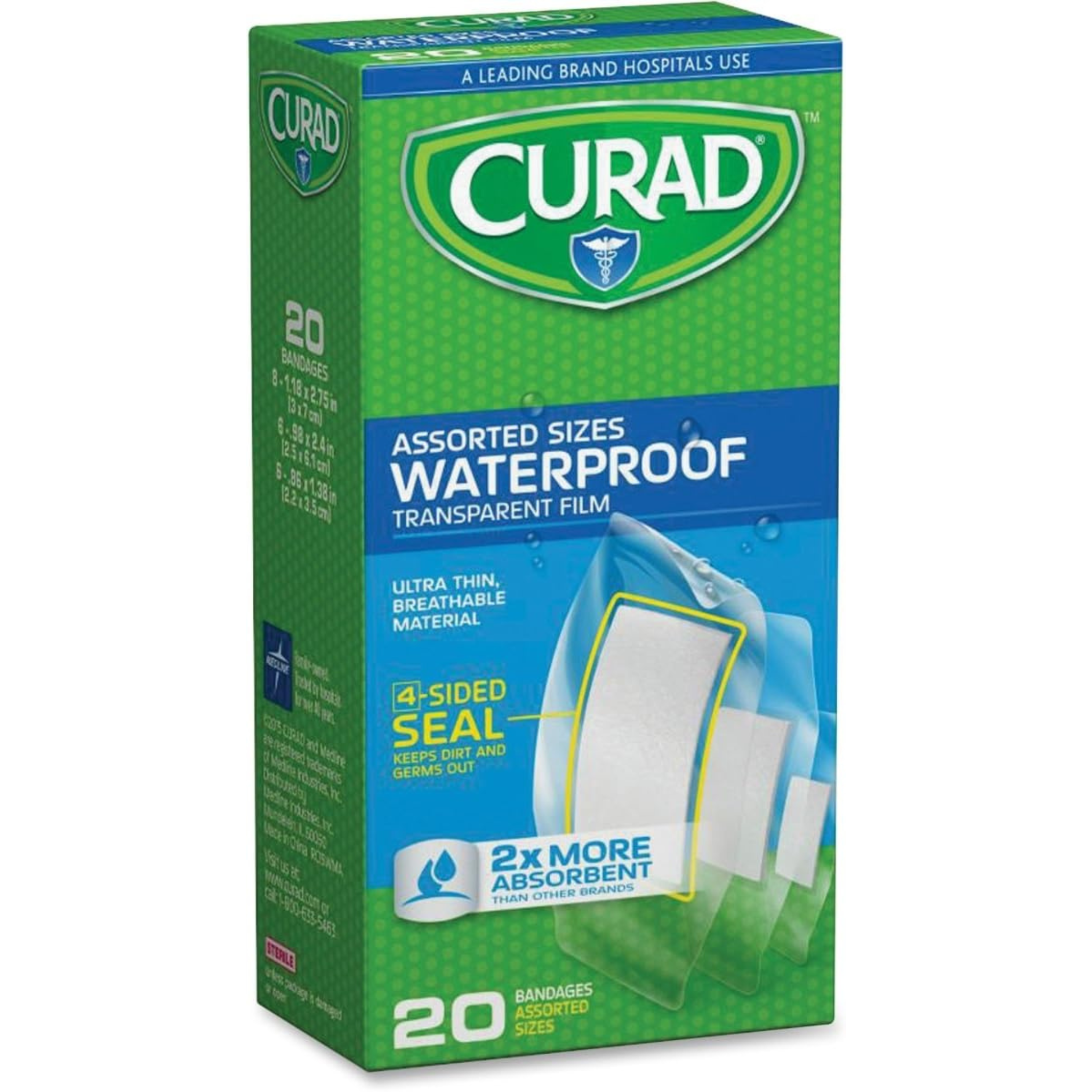 Curad Clear Waterproof Adhesive Strips - 20/Box - Transparent