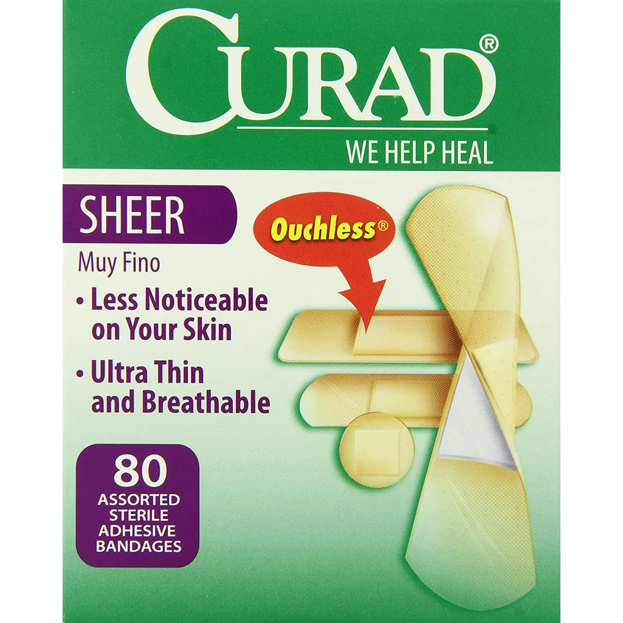 Curad Sheer Bandage Strips, 80 ct