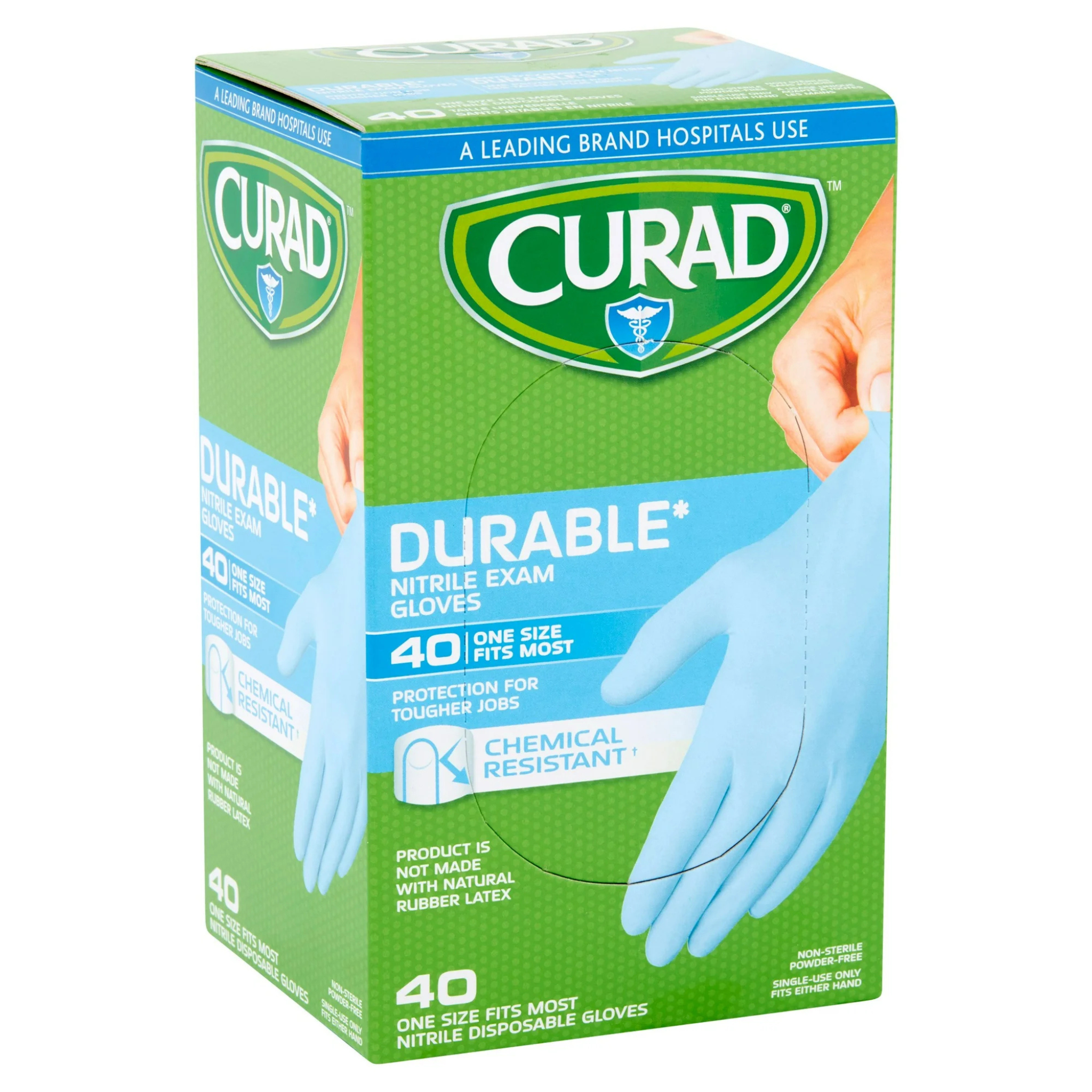 Curad, Durable Nitrile Exam Gloves, Flexible and Reliable Protection, OSFM, 40 Count