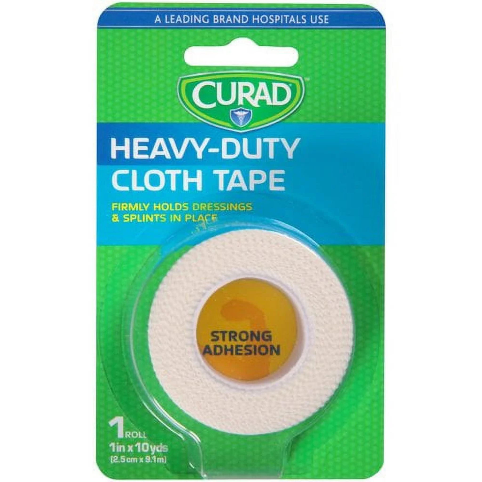 Curad, Heavy-Duty Cloth First Aid Tape, Strong Adhesion for Wound Care, 1in x 10yd