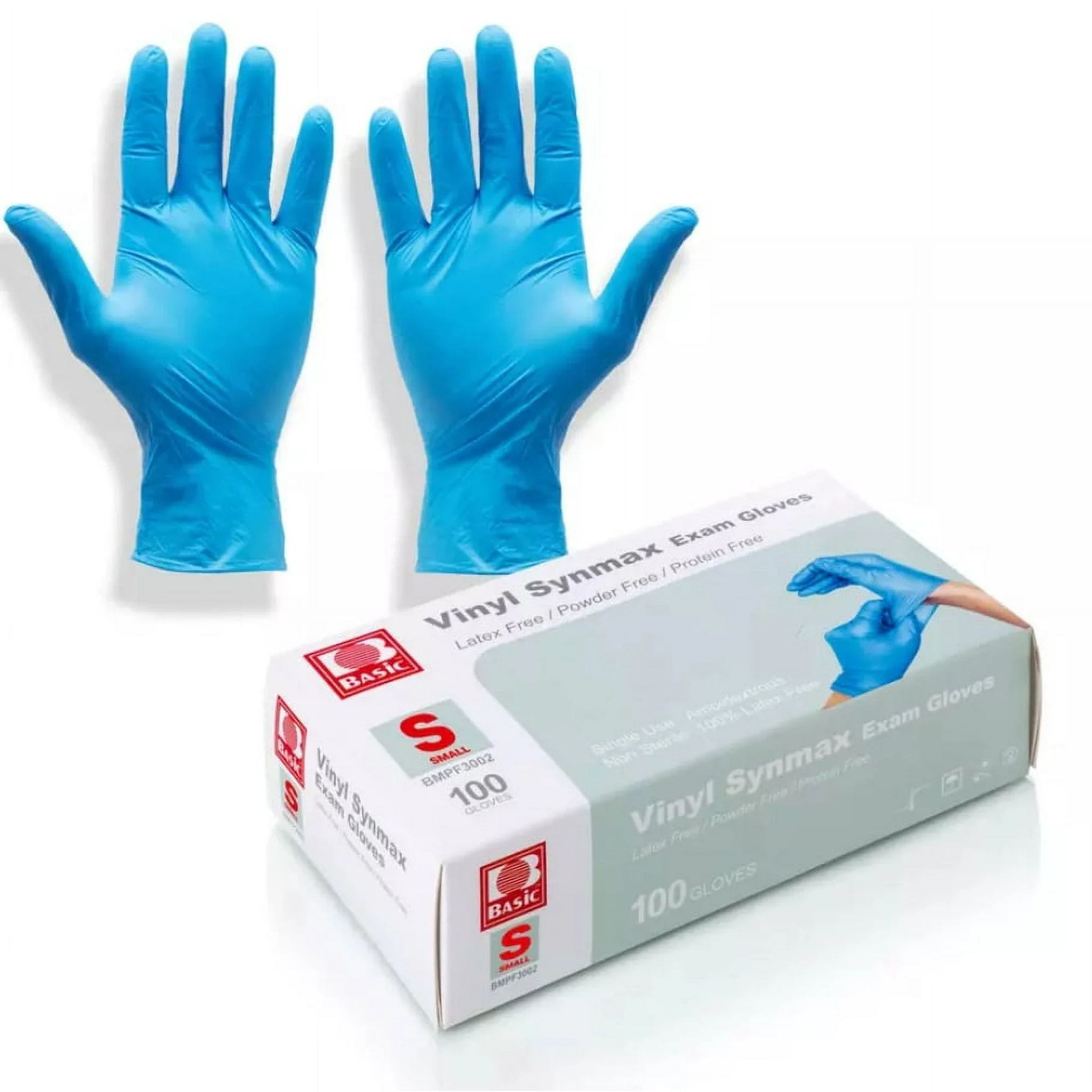 Dazone, Synmax Vinyl Nitrile Exam Gloves, Disposable and Durable, Latex-Free and Powder-Free, Small, 100/Box, Blue