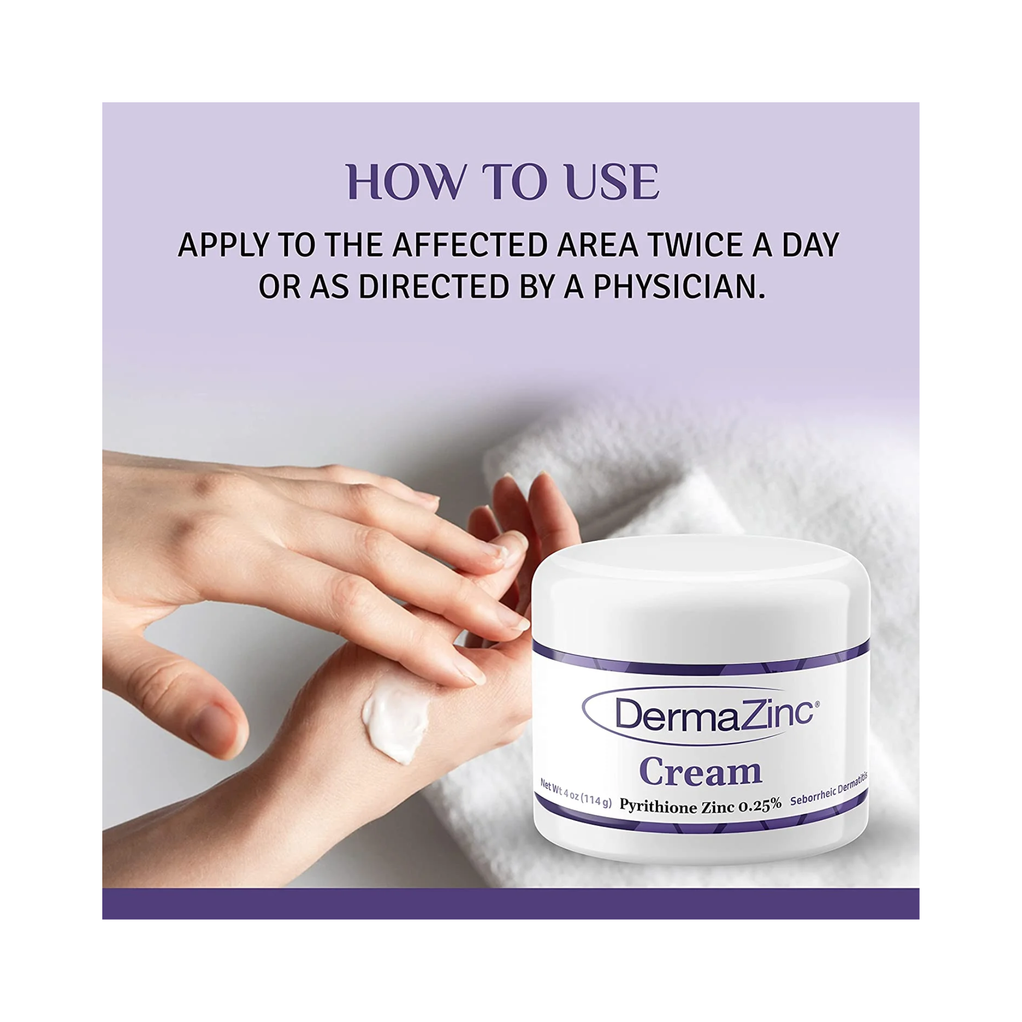 DermaZinc, Cream for Skin Irritations, Soothing Relief for Dry & Itchy Skin, 4 oz Jar