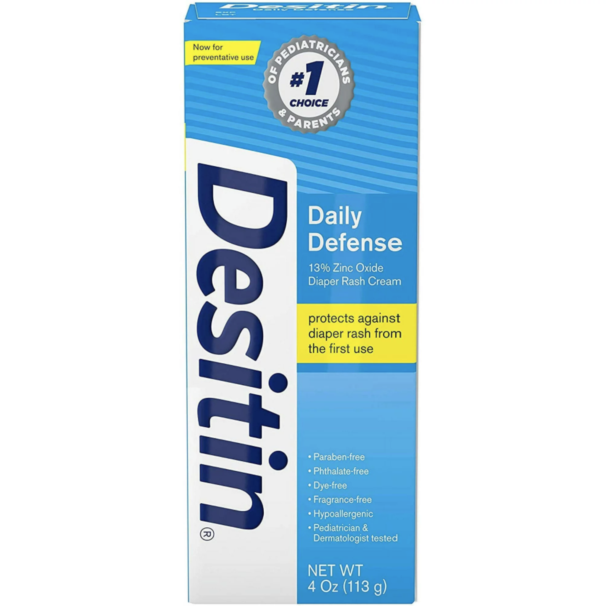 Desitin Daily Defense Baby Diaper Rash Cream, Butt Paste with 13% Zinc Oxide, 4 oz